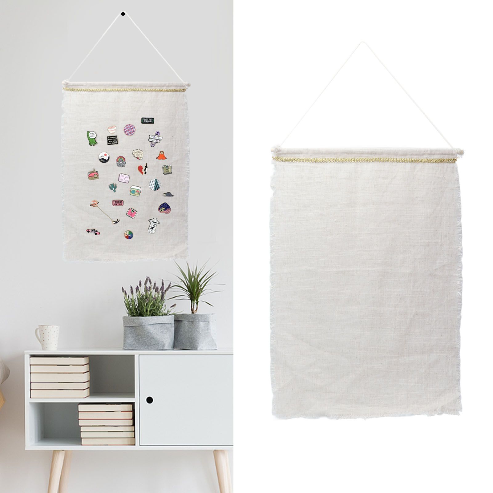 Pockets Cotton Linen Wall Hanging Earrings Storage Bags Multifunctional Home view 11