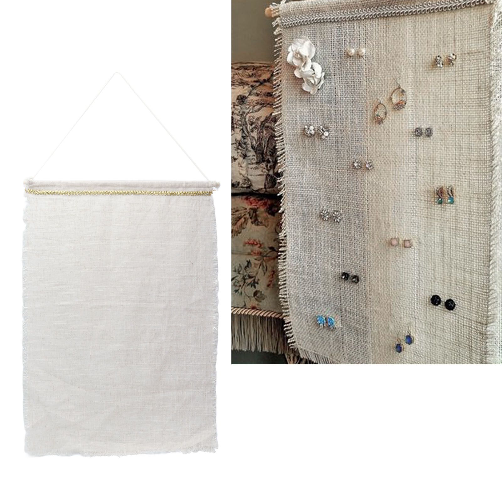 Pockets Cotton Linen Wall Hanging Earrings Storage Bags Multifunctional Home view 12