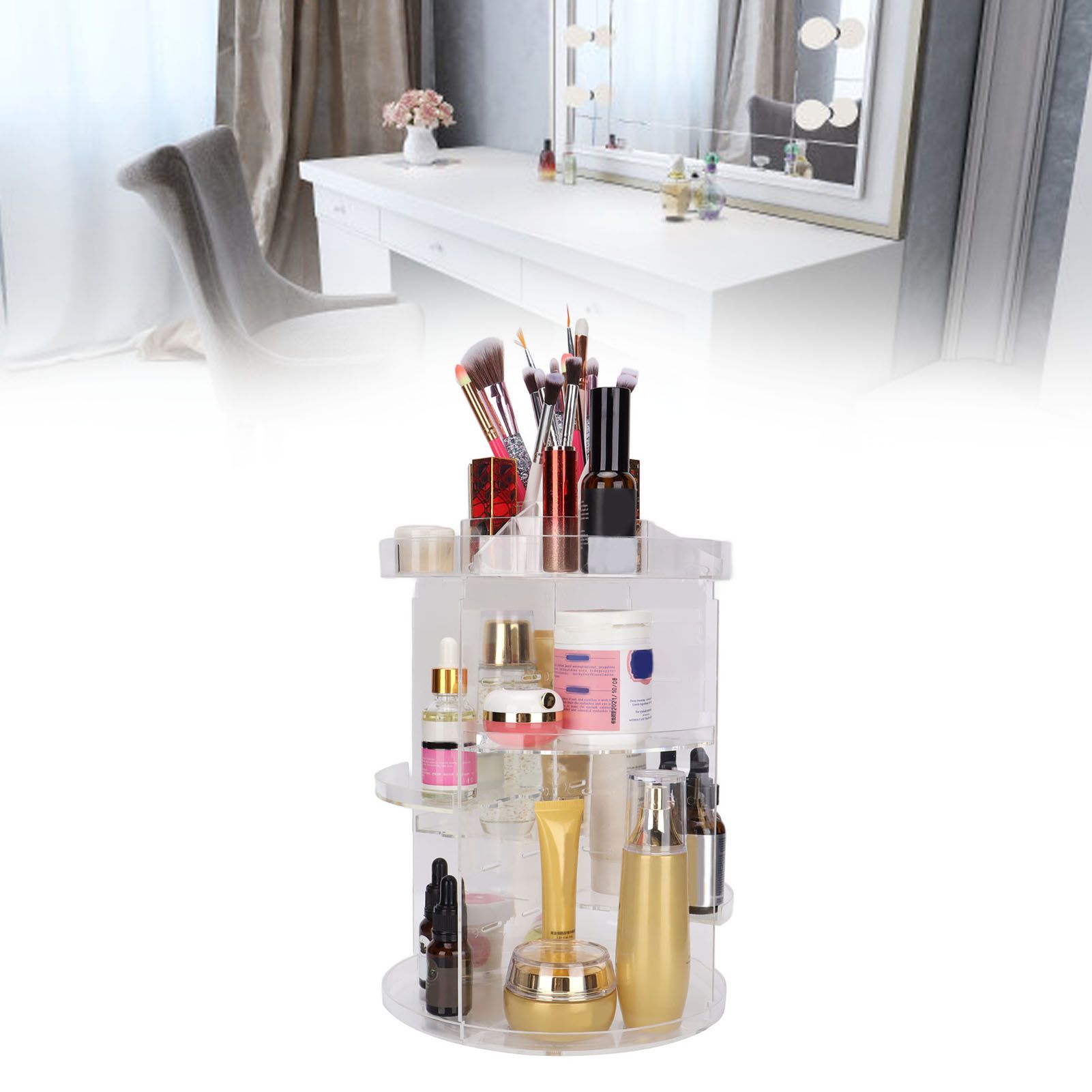 Makeup Organizer 360 Degree Rotation Cosmetic Storage Box Large Capacity view 11