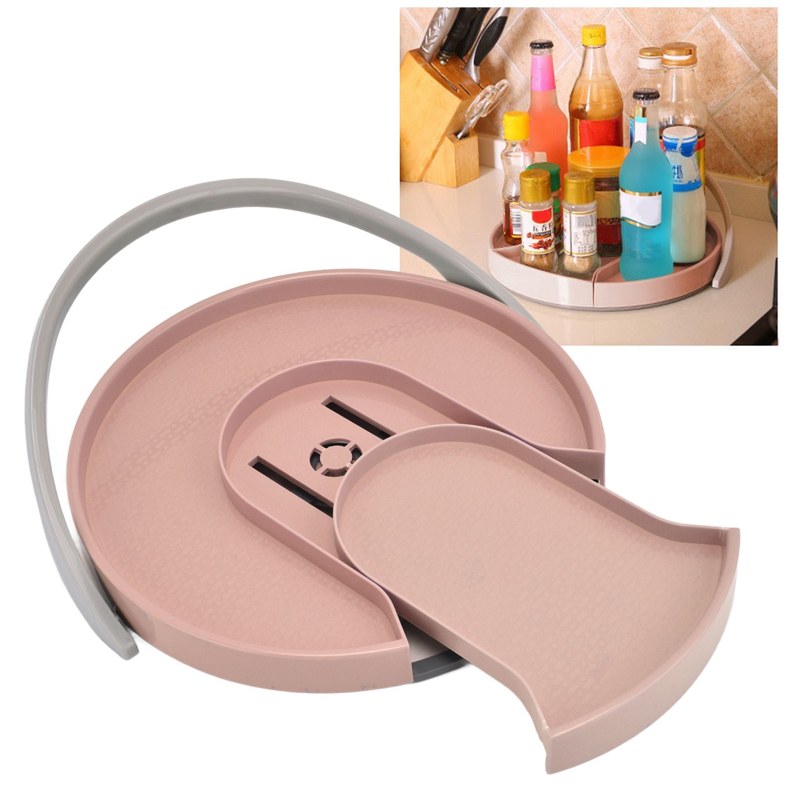 Kitchen Storage Turntable Non Skid Kitchen Spice Beverage Pull Out Organizer view 11