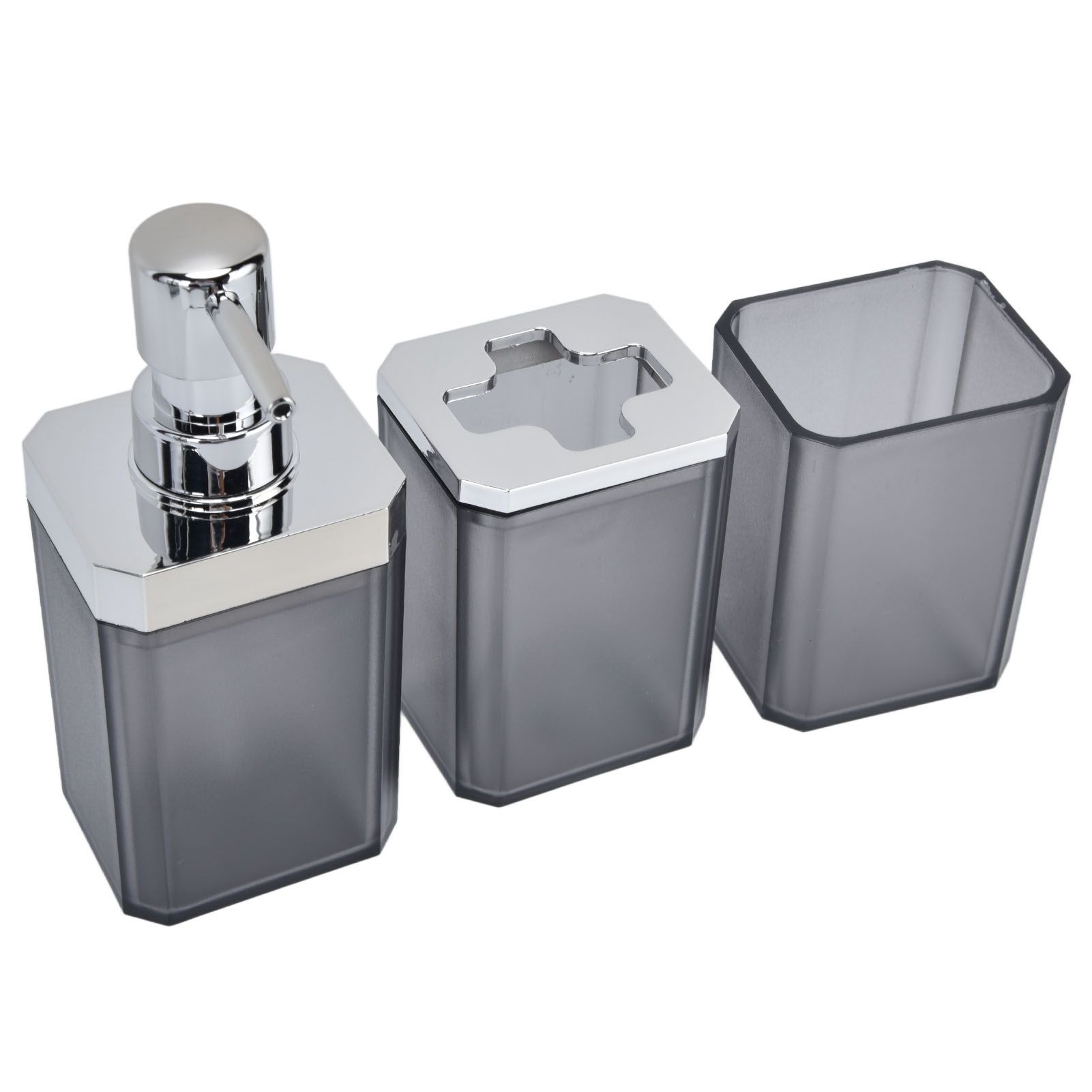 7Pcs/Set Plastic Bathroom Accessory Grey Toothbrush Holder Soap Tray Kit for view 13