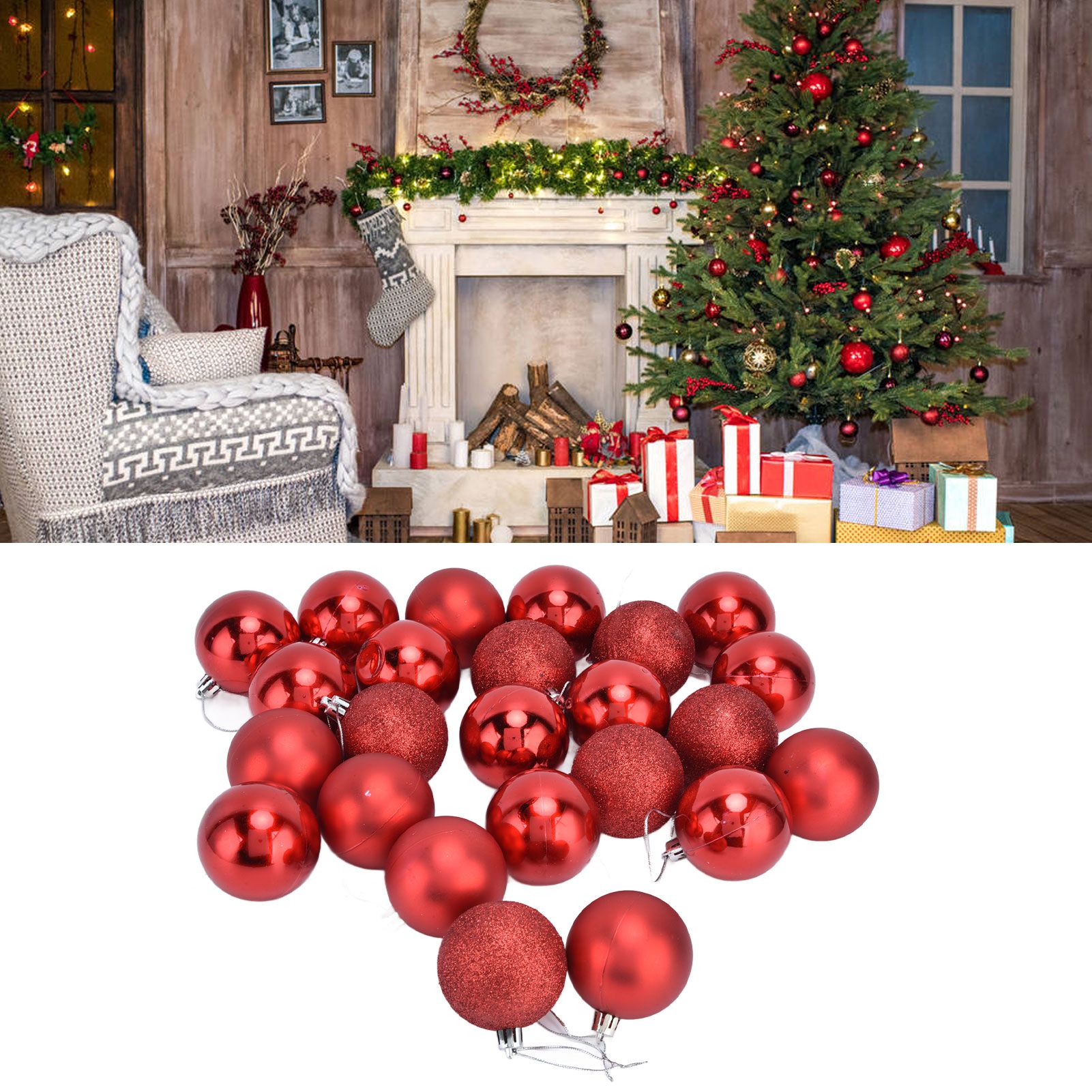 24Pcs Christmas Tree Ball 6cm Glittering Decoration Ornament for Home Party view 11