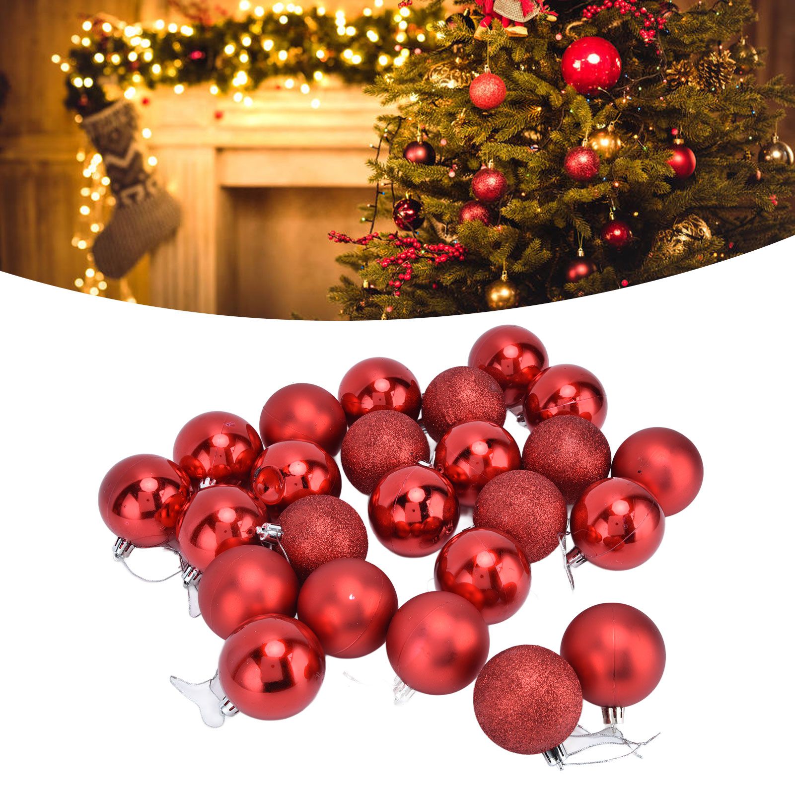 24Pcs Christmas Tree Ball 6cm Glittering Decoration Ornament for Home Party view 12