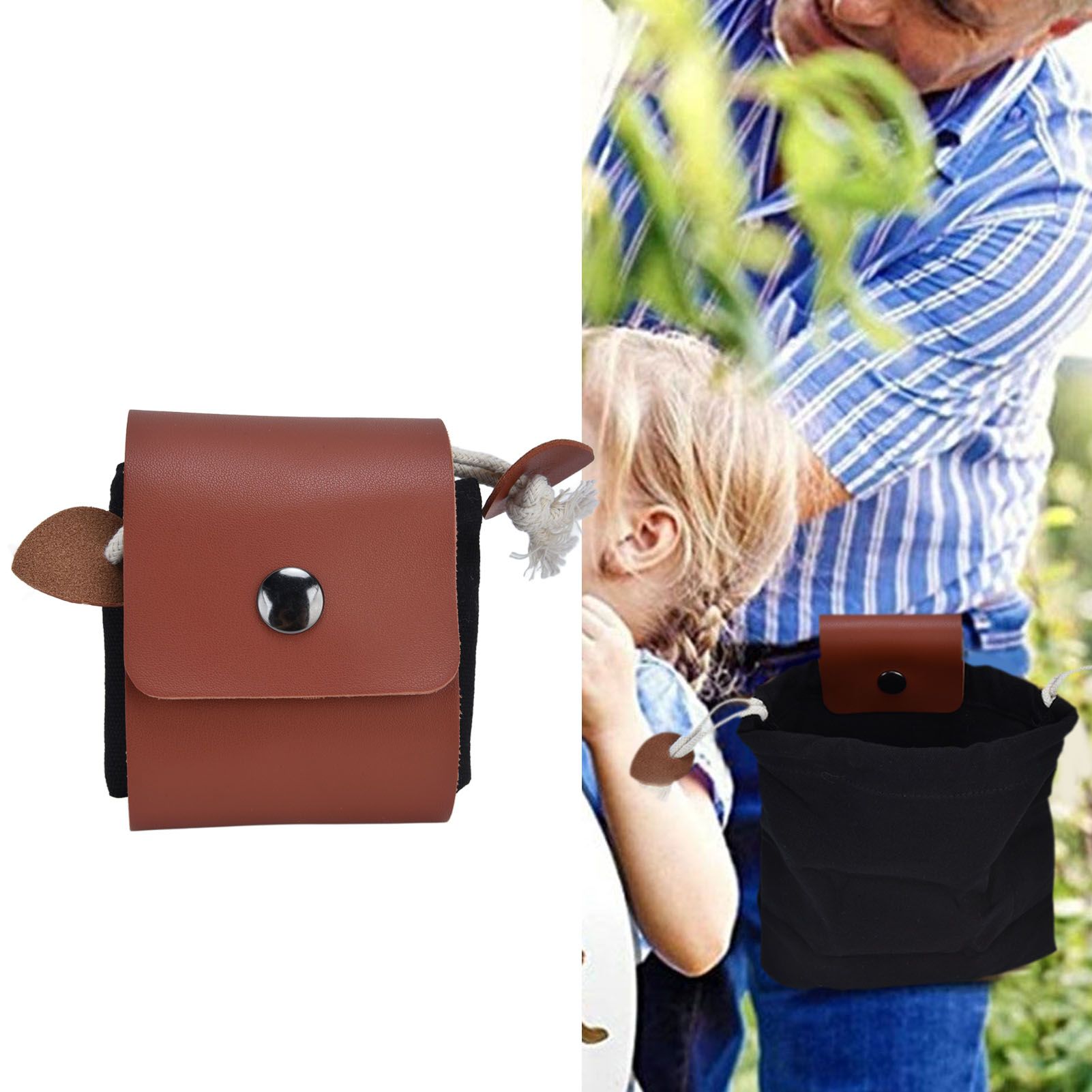 Foraging Pouch PU Leather Canvas Fruit Picking Storage Bag Waist Hanging Tool view 11