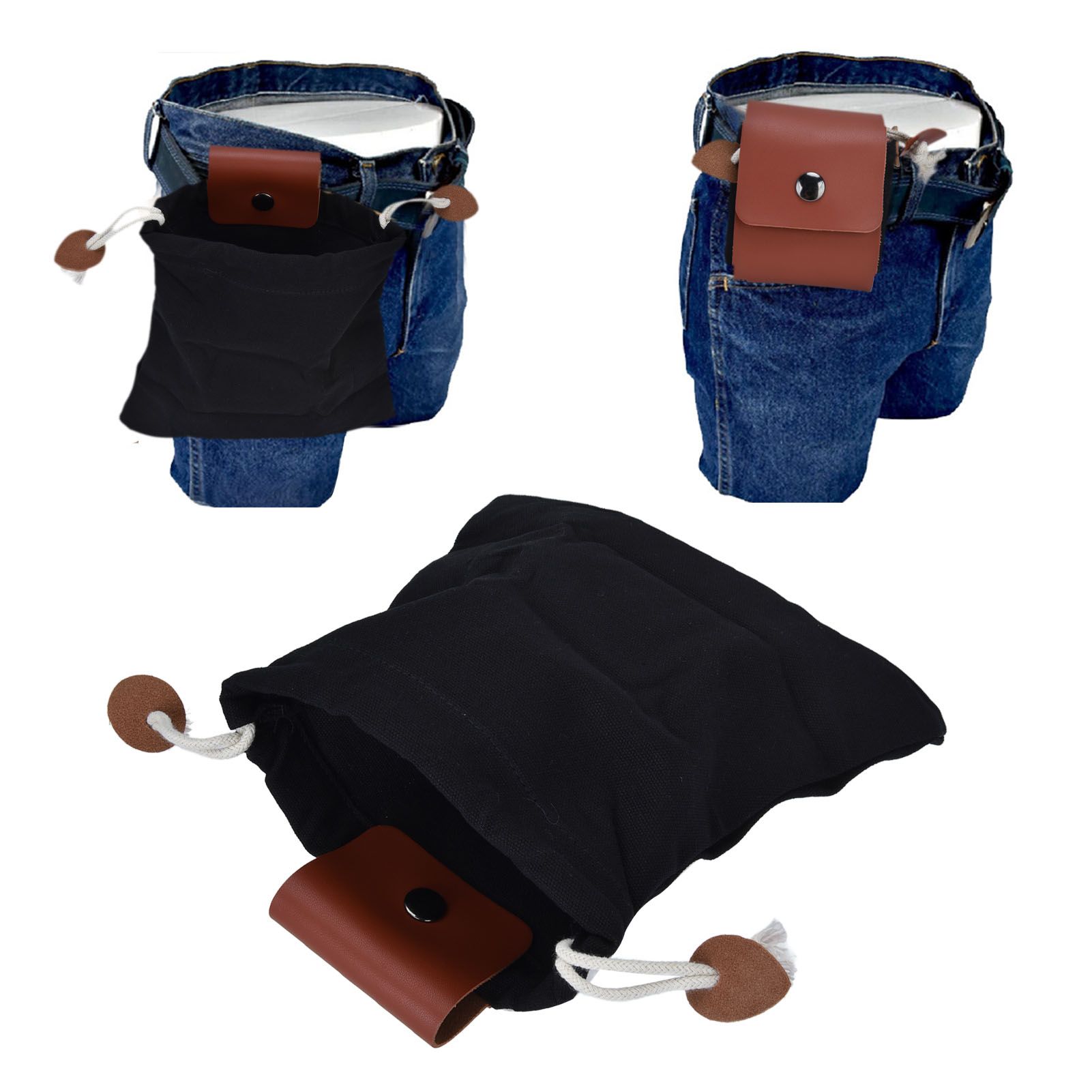Foraging Pouch PU Leather Canvas Fruit Picking Storage Bag Waist Hanging Tool view 12