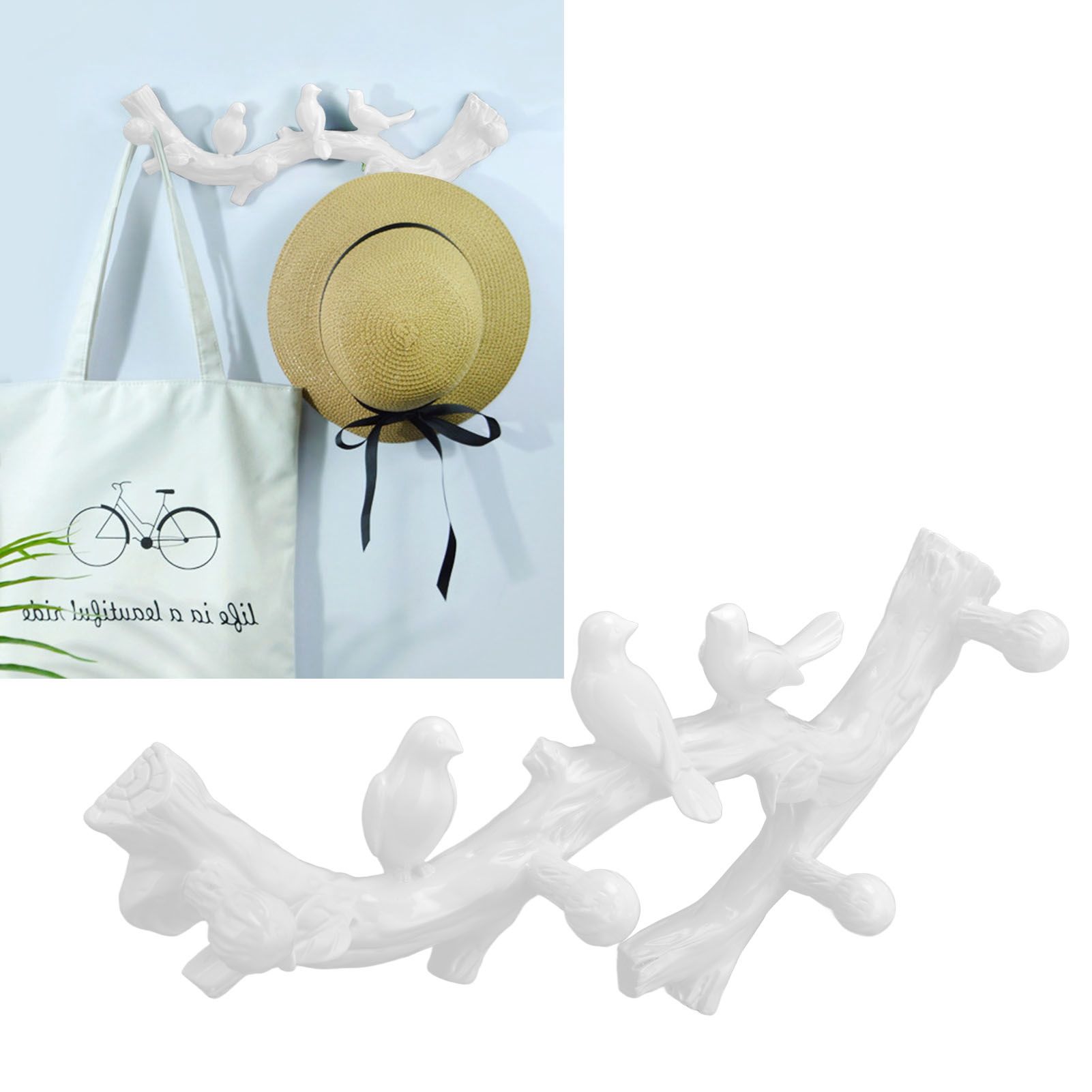 Resin Bird Hooks Wall Mounted Coat Key Hanger Creative 3D Home Decoration view 11