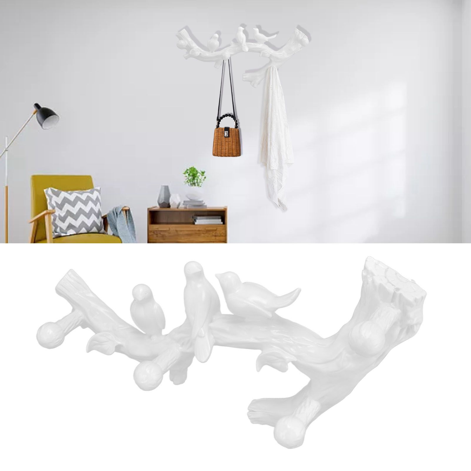 Resin Bird Hooks Wall Mounted Coat Key Hanger Creative 3D Home Decoration view 12