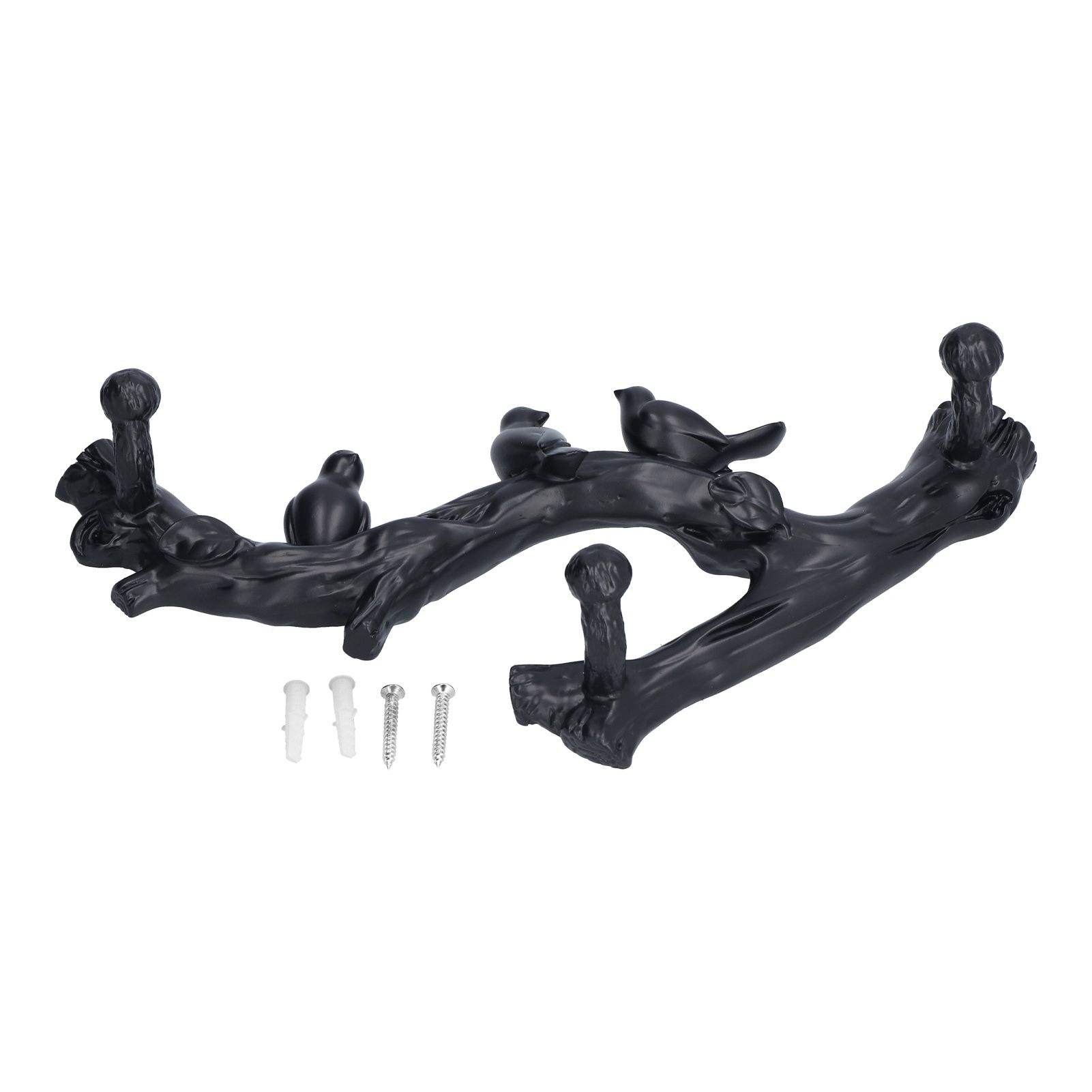 Decorative Hook Black Bird Branch Shape Three Dimensional Wall Mounted Home view 2