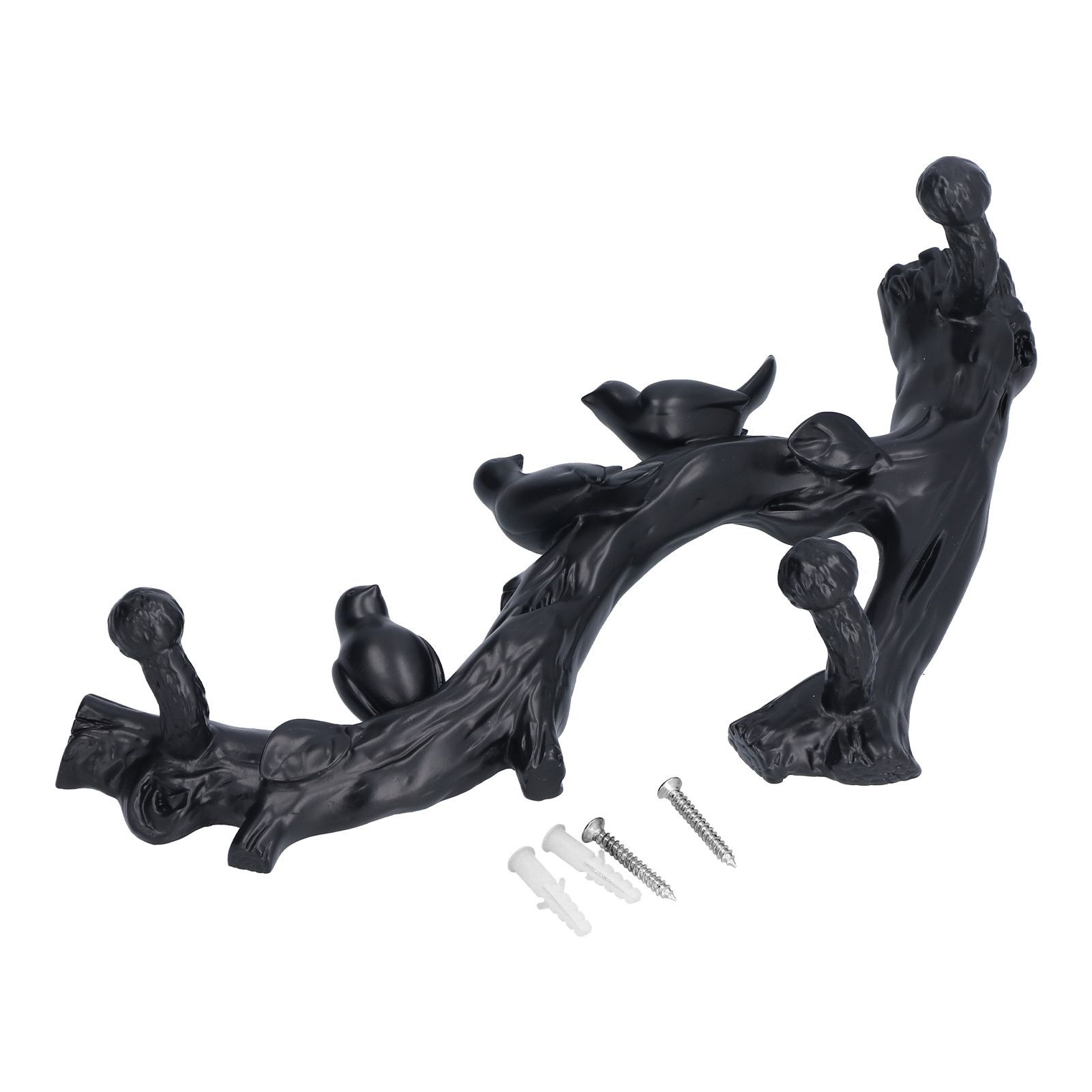 Decorative Hook Black Bird Branch Shape Three Dimensional Wall Mounted Home view 3