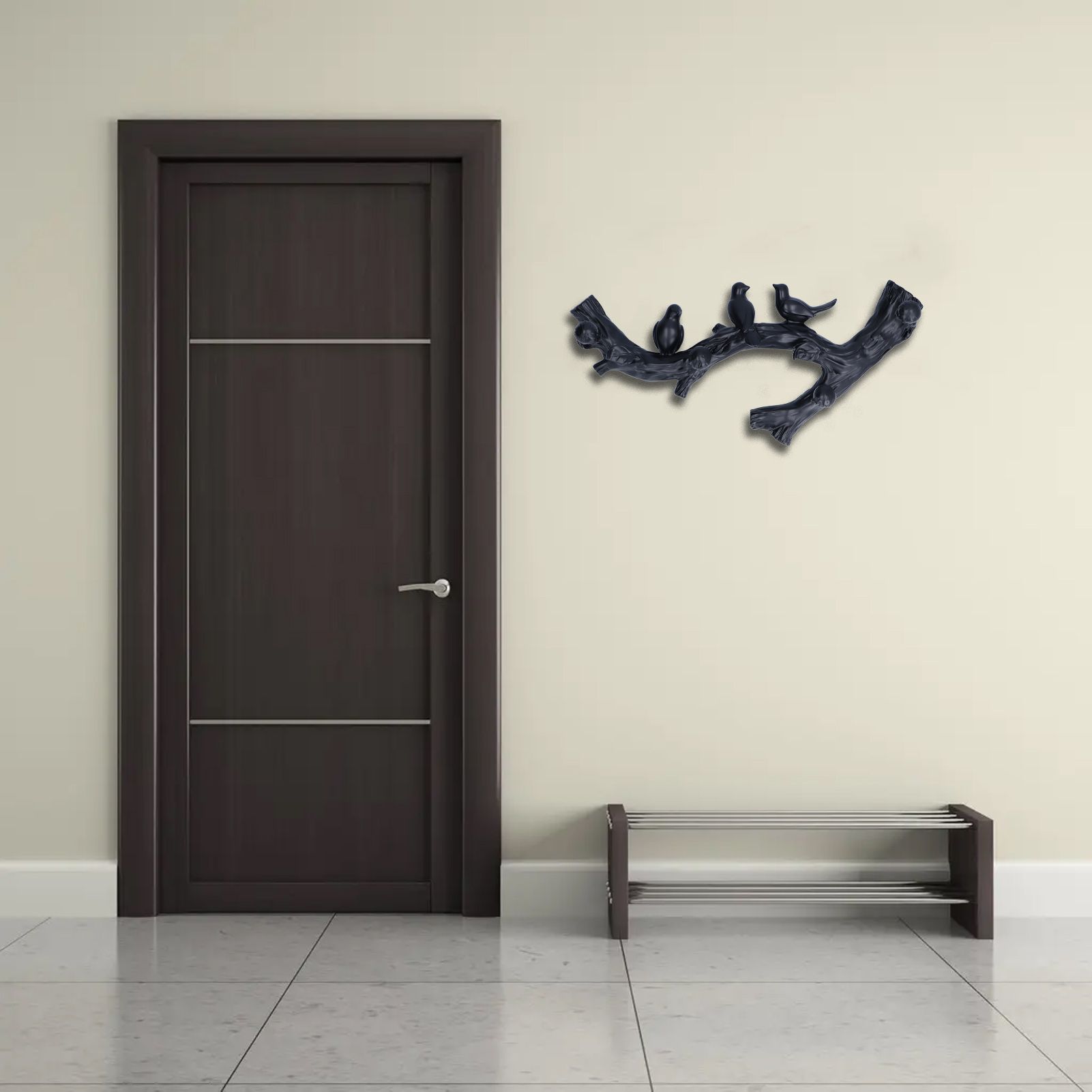 Decorative Hook Black Bird Branch Shape Three Dimensional Wall Mounted Home view 11