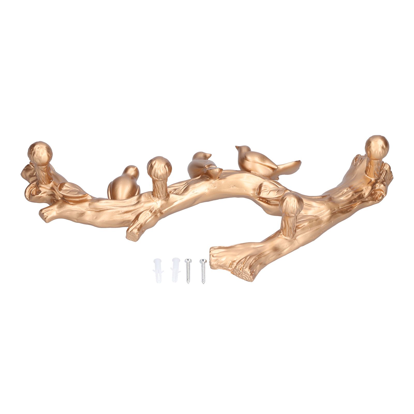Decorative Hook Golden Bird Branch Shape Three Dimensional Wall Mounted Home view 2