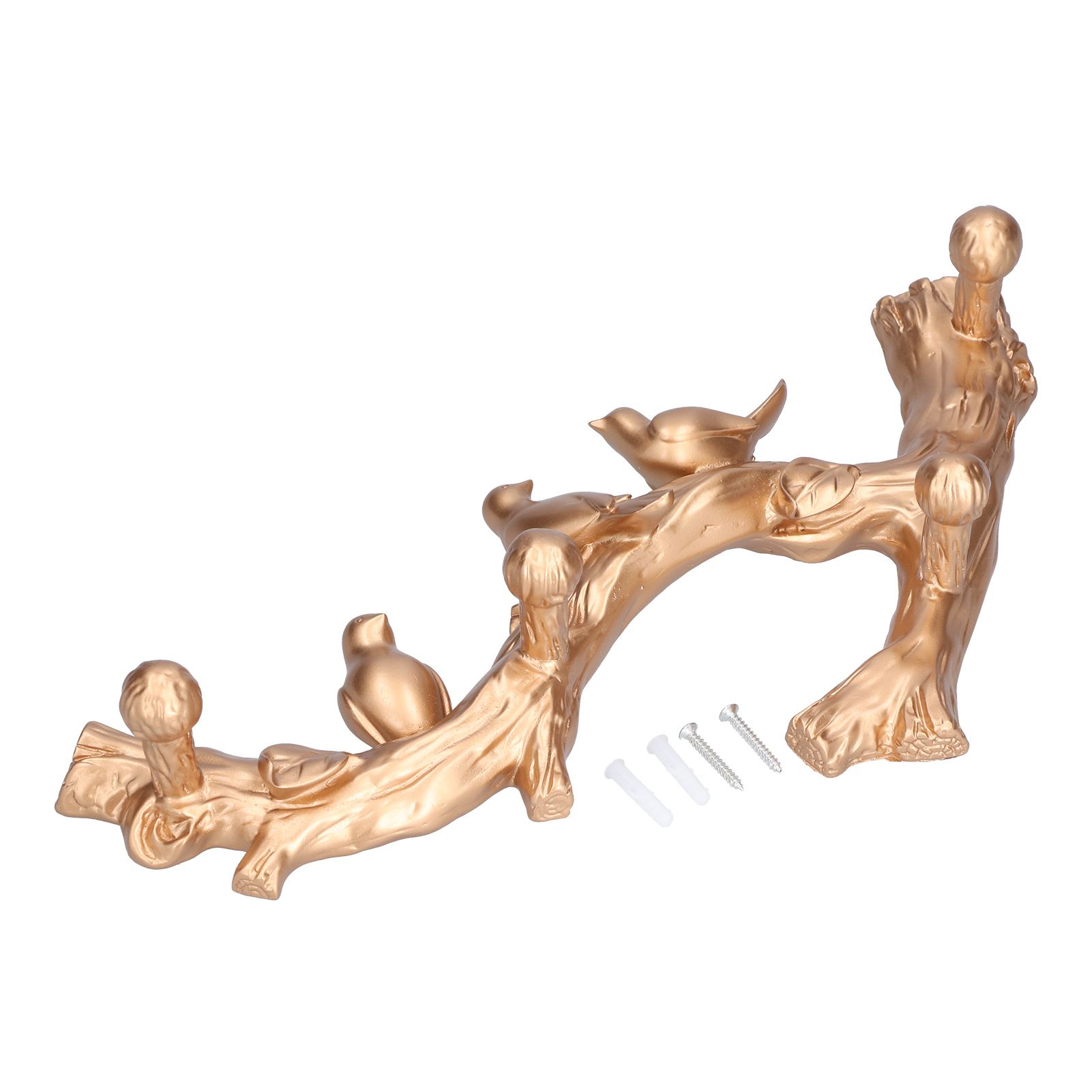 Decorative Hook Golden Bird Branch Shape Three Dimensional Wall Mounted Home view 3