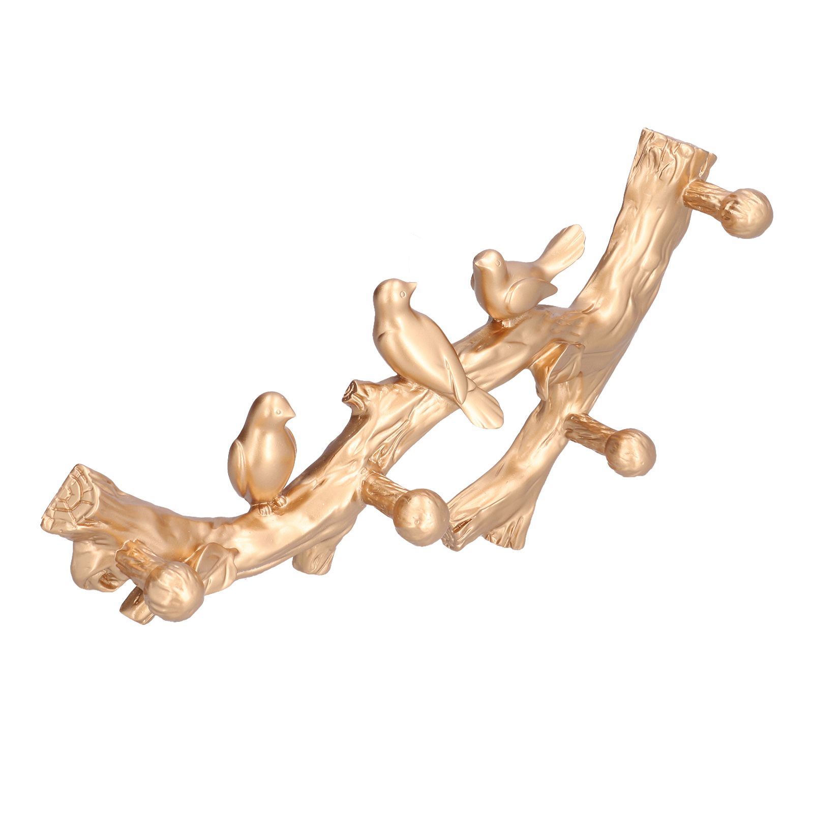 Decorative Hook Golden Bird Branch Shape Three Dimensional Wall Mounted Home view 6