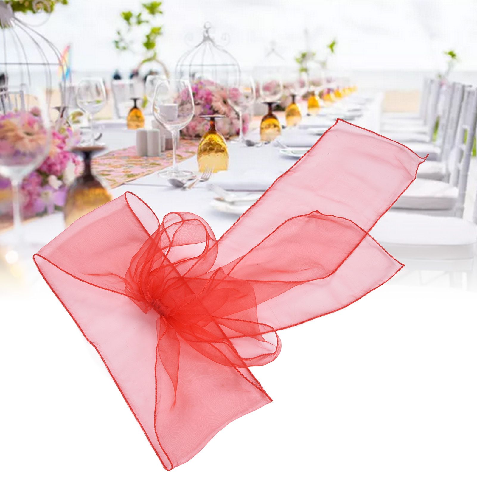 10Pcs Organza Banquet Chair Sash Exquisite Chair Bows Sashes for Wedding Party view 11