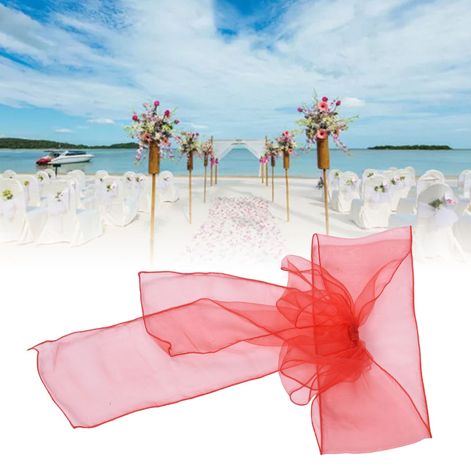 10Pcs Organza Banquet Chair Sash Exquisite Chair Bows Sashes for Wedding Party view 12