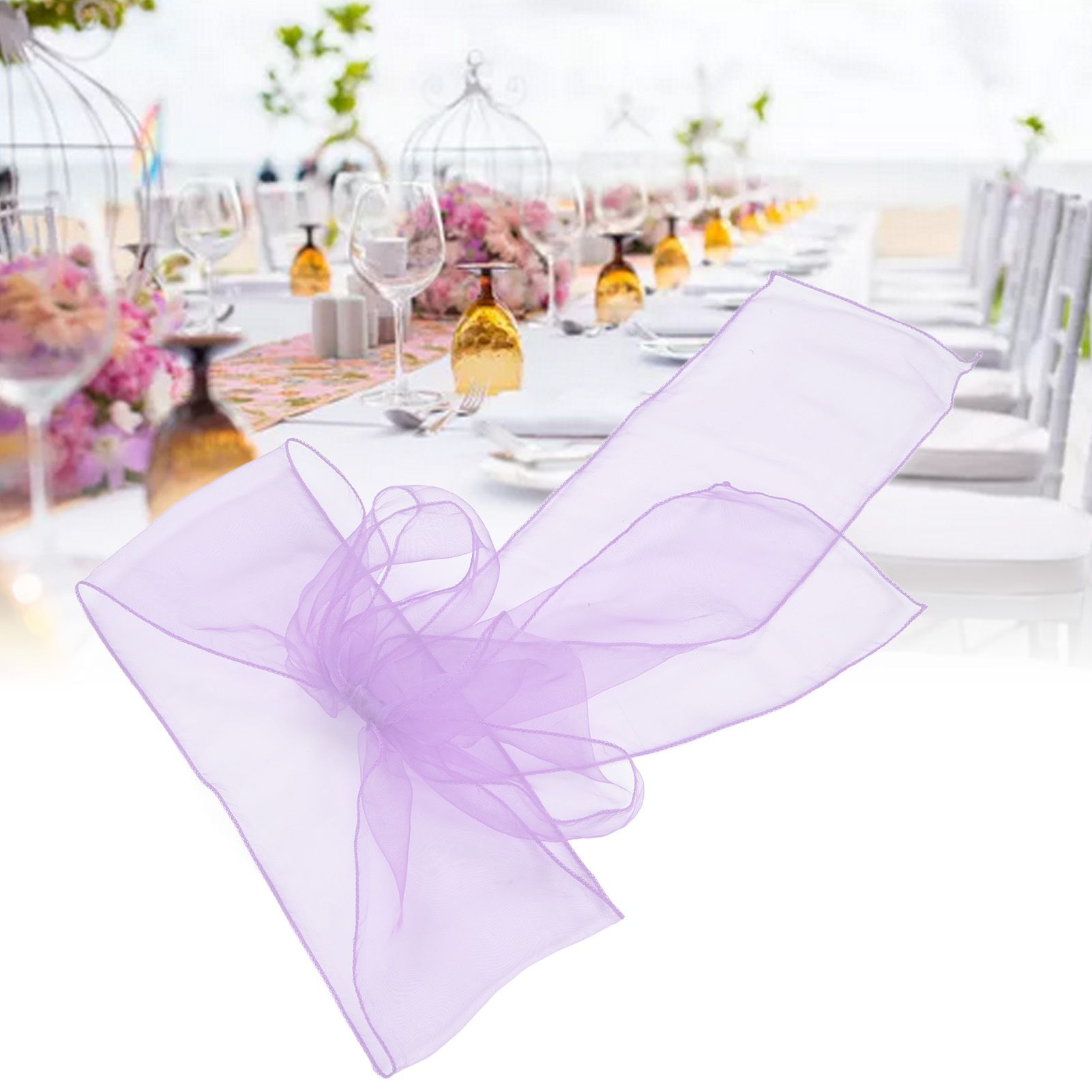10Pcs Organza Banquet Chair Sash Exquisite Chair Bows Sashes for Wedding Party view 11