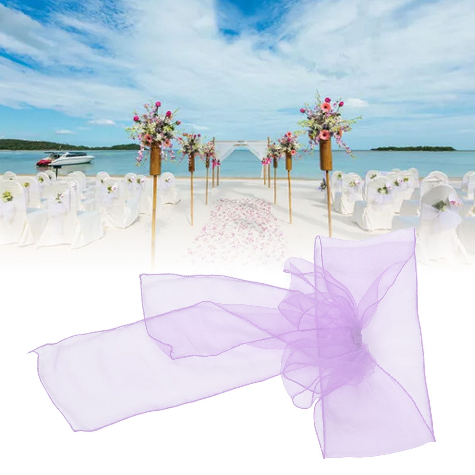 10Pcs Organza Banquet Chair Sash Exquisite Chair Bows Sashes for Wedding Party view 12