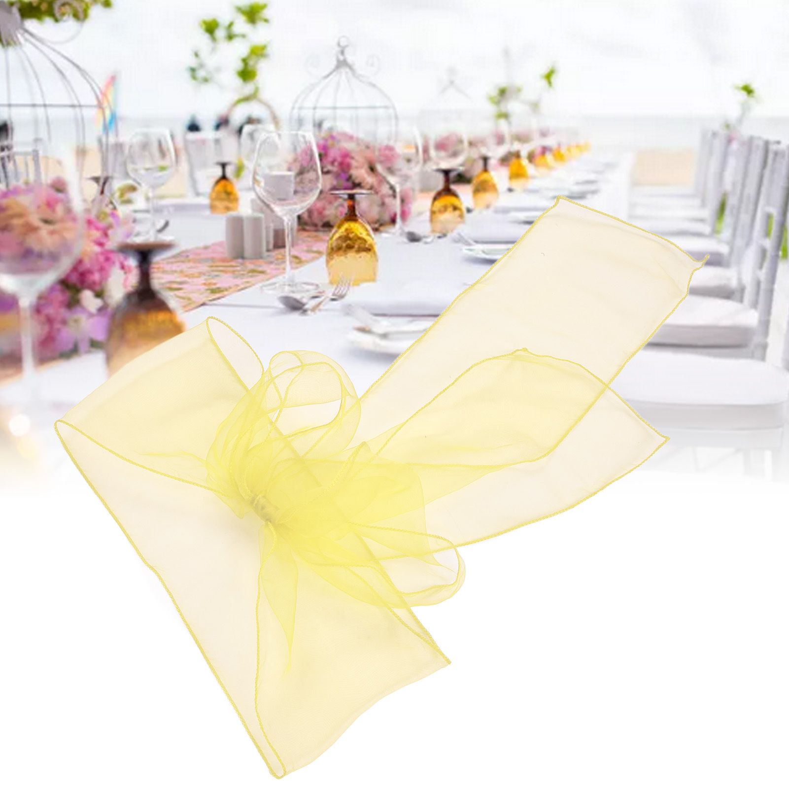 10Pcs Organza Banquet Chair Sash Exquisite Chair Bows Sashes for Wedding Party view 11