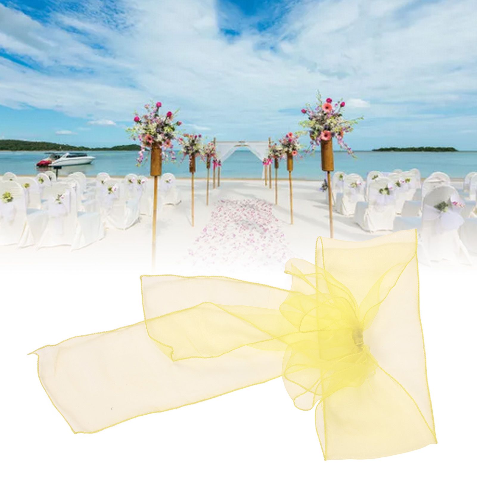 10Pcs Organza Banquet Chair Sash Exquisite Chair Bows Sashes for Wedding Party view 12
