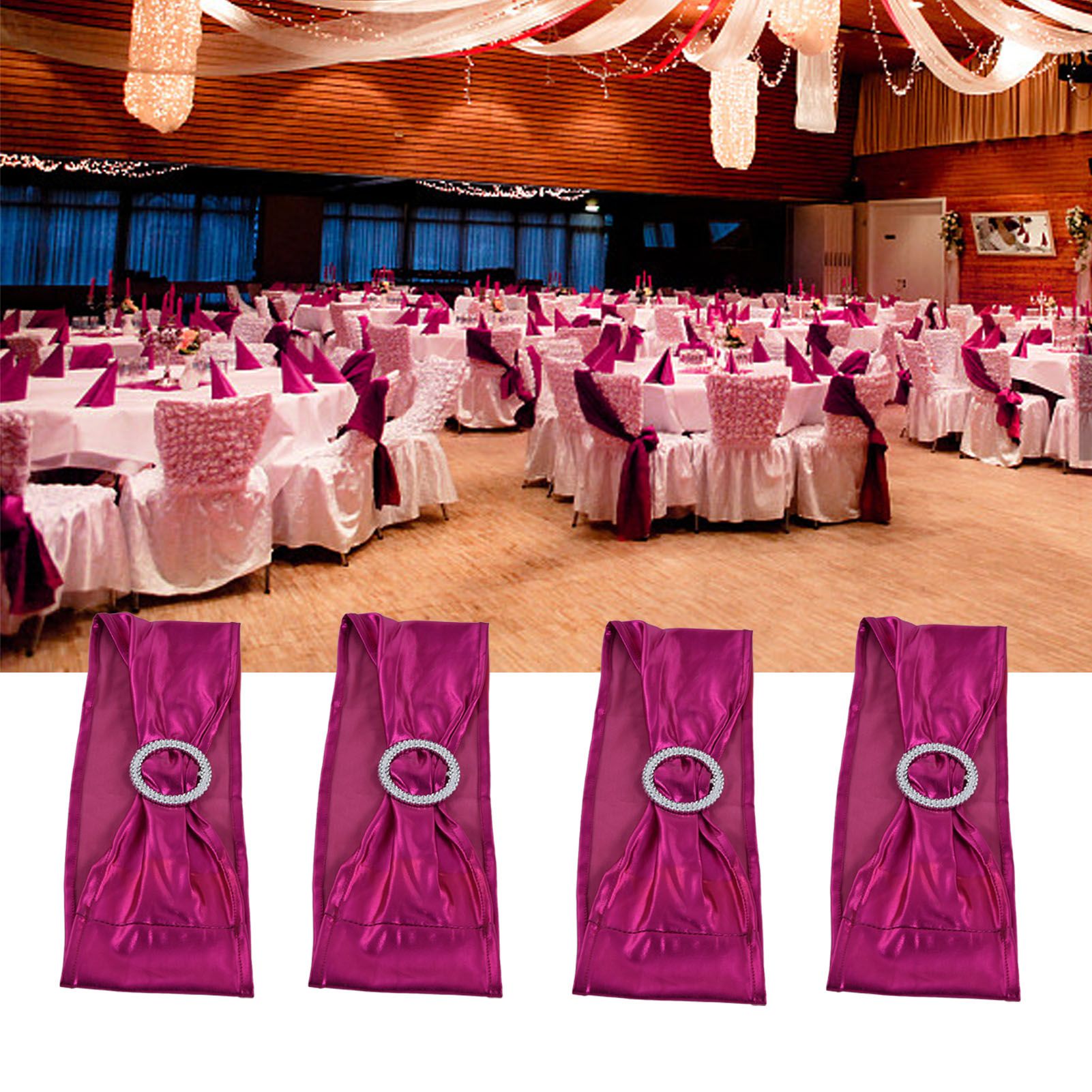 10Pcs Chair Cover Bands Elastic Stretch Sashes Bows for Wedding Banquet Hotel view 11