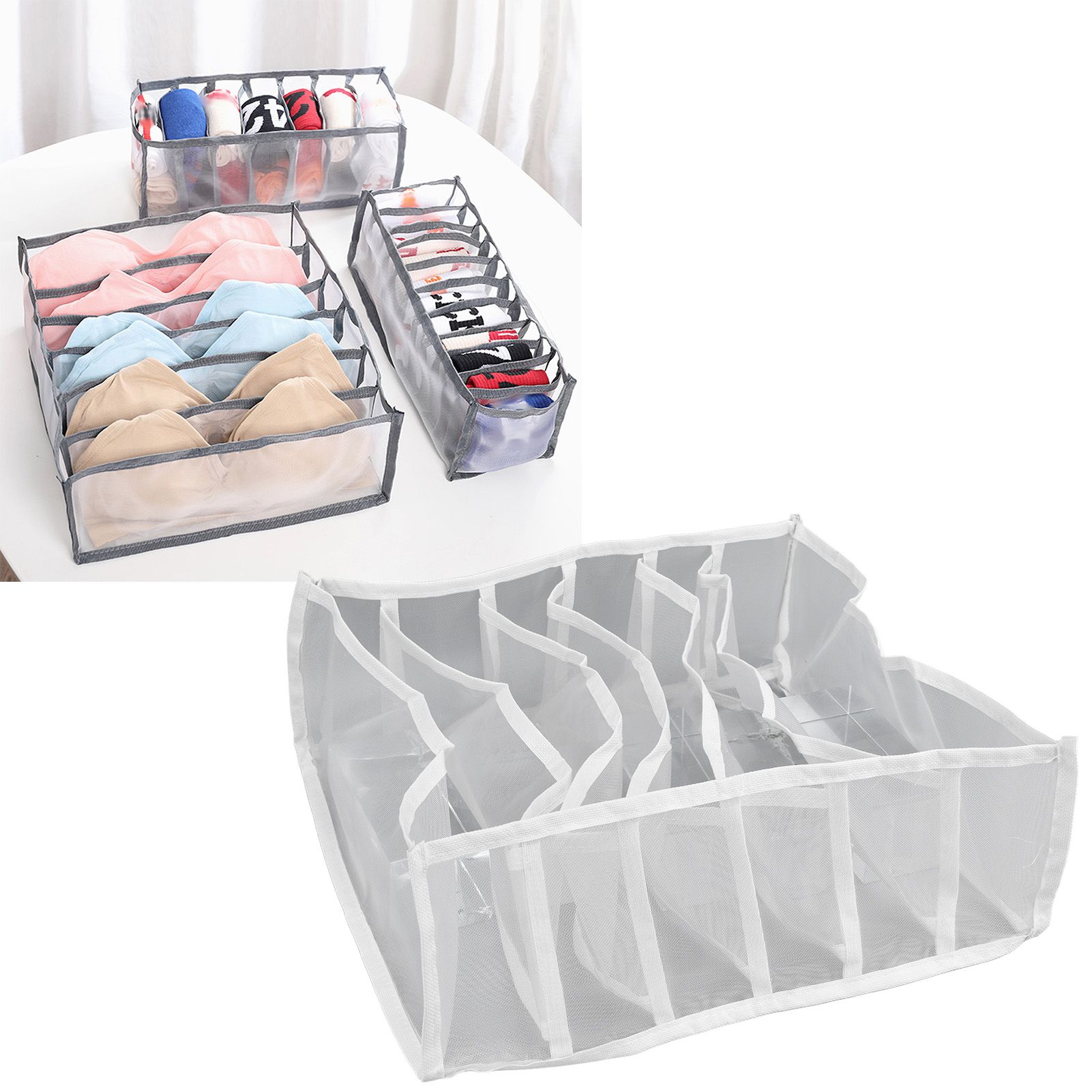 Underwear Storage Box Breathable Foldable Multiple Cells Drawer Organizer for view 11