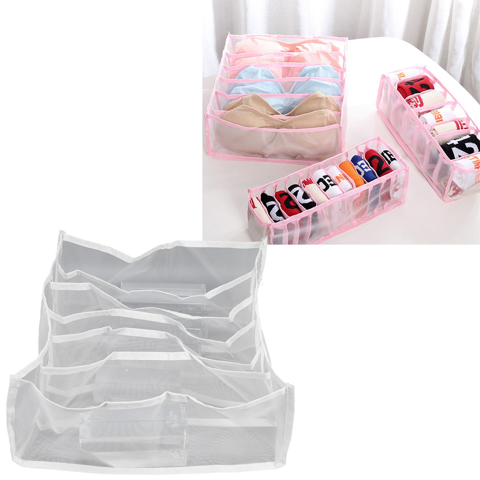 Underwear Storage Box Breathable Foldable Multiple Cells Drawer Organizer for view 12