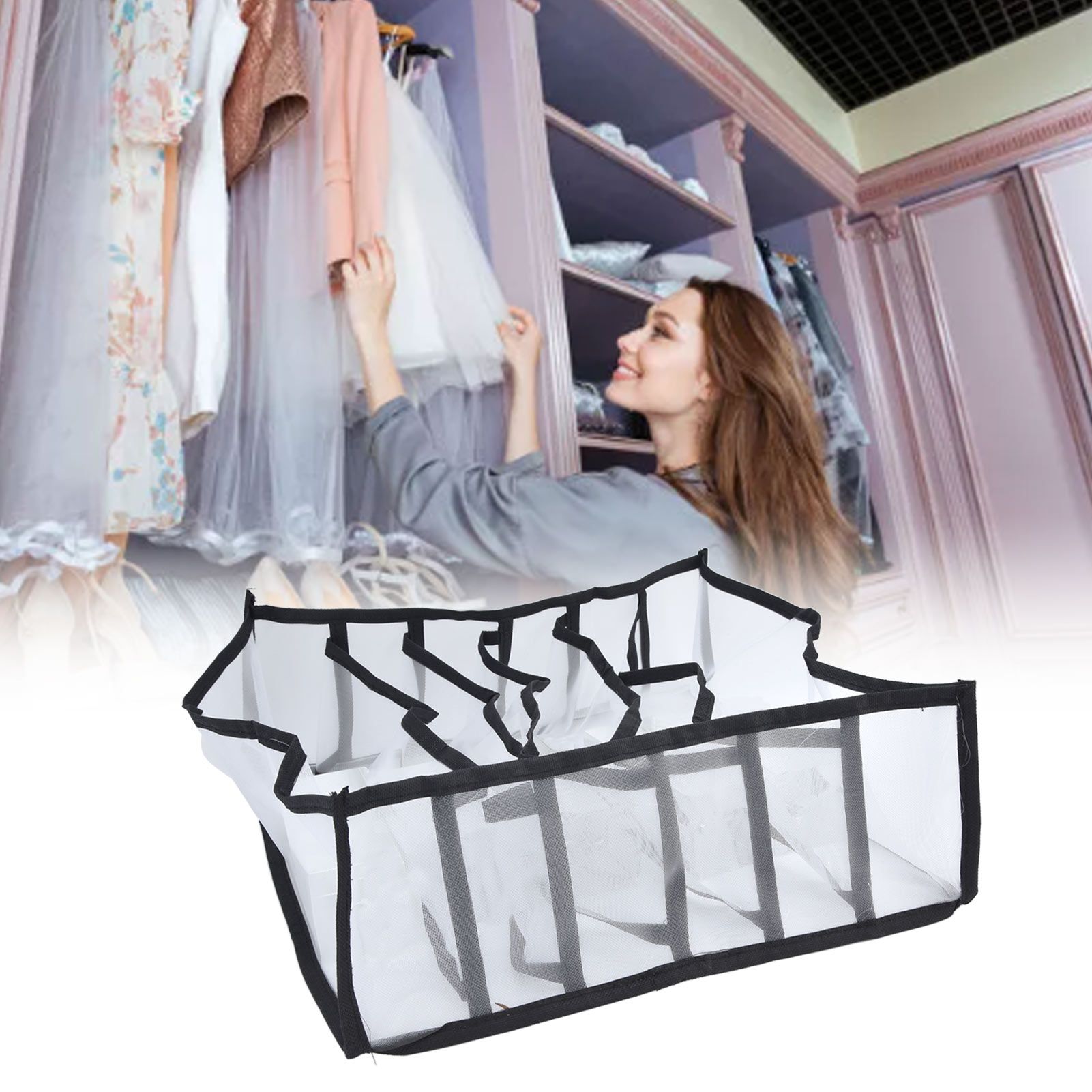 Mesh Bras Storage Box Multipurpose Foldable Drawer Divider for Underwear view 12