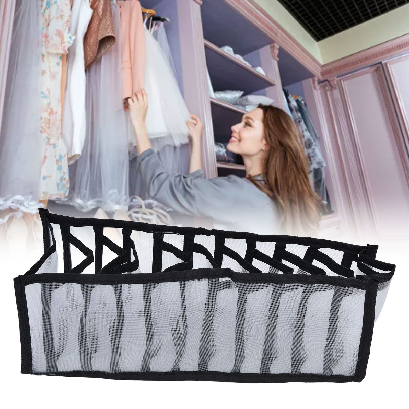 Mesh Bras Storage Box Multipurpose Foldable Drawer Divider for Underwear view 12