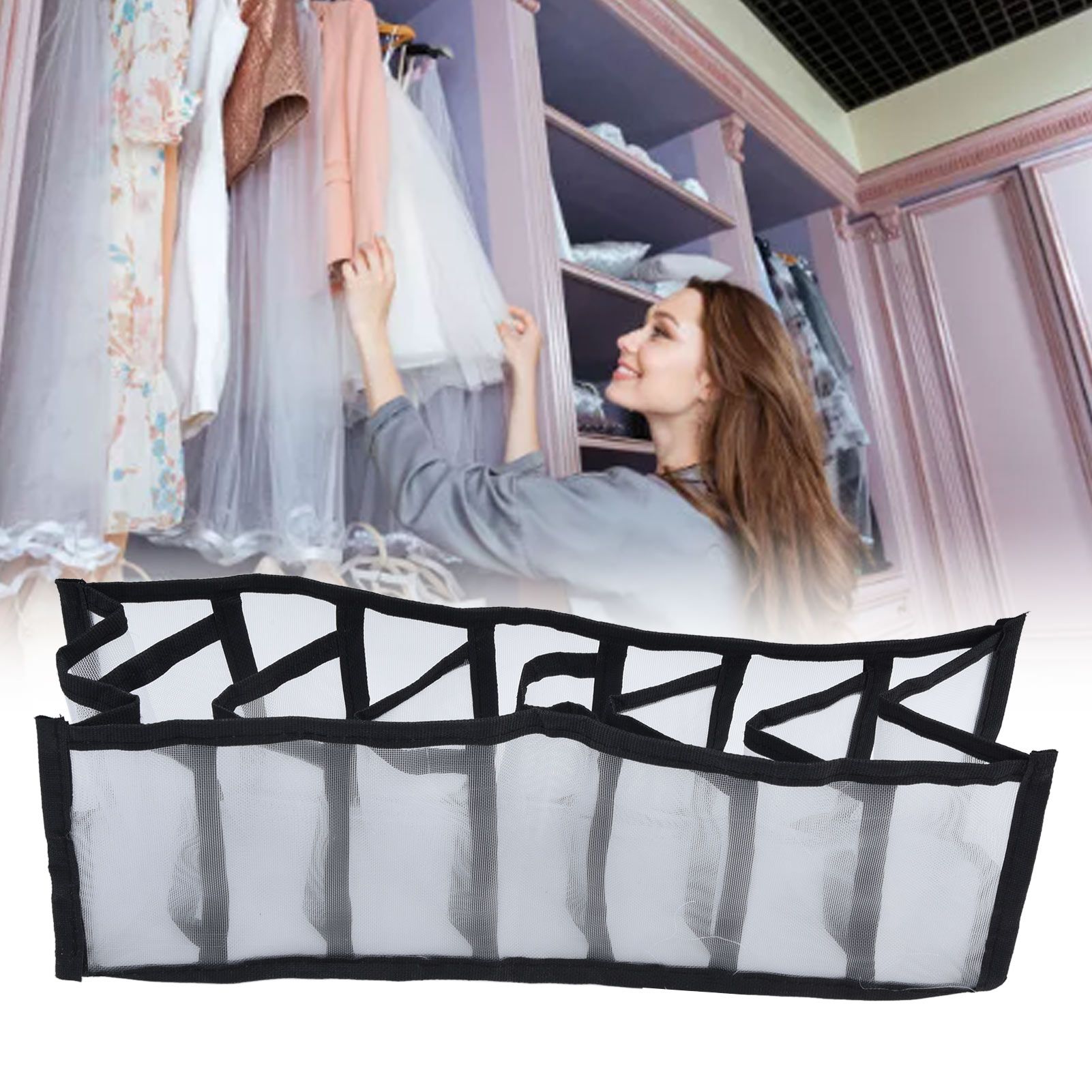 Mesh Bras Storage Box Multipurpose Foldable Drawer Divider for Underwear view 12