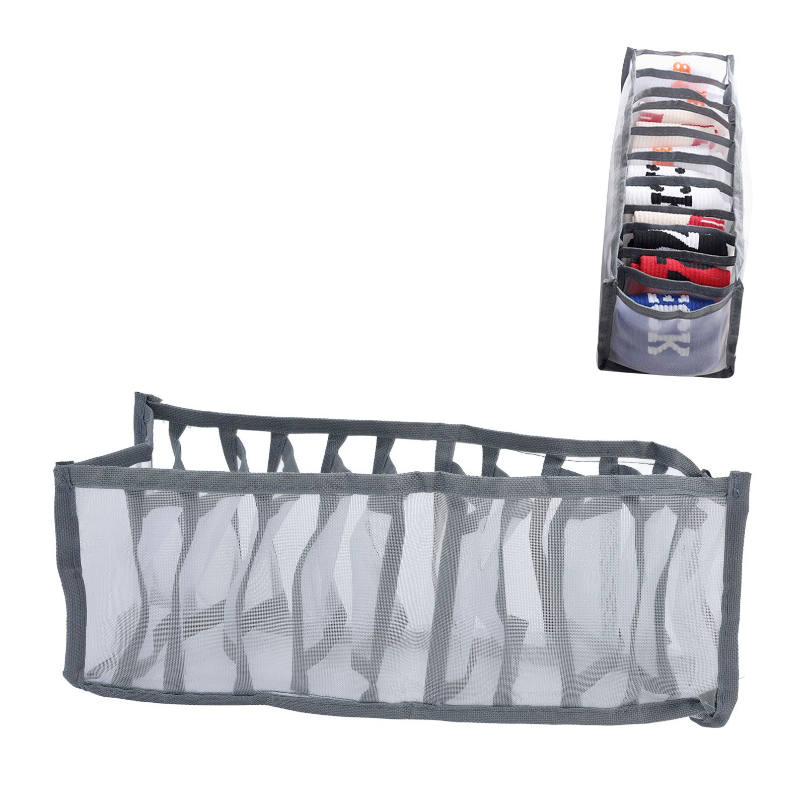Underwear Organizer Mesh Foldable Breathable Multi Cells Socks Storage Box for view 11