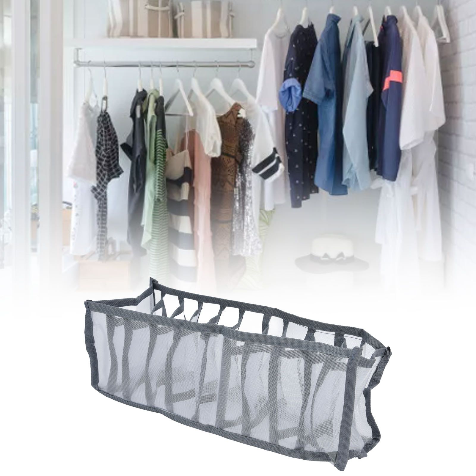 Underwear Organizer Mesh Foldable Breathable Multi Cells Socks Storage Box for view 12