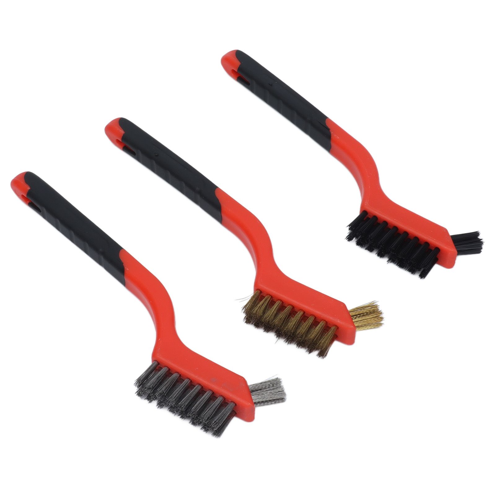 Wire Brush Set Brass Stainless Steel Bristles with Curved Handle Grip for view 2