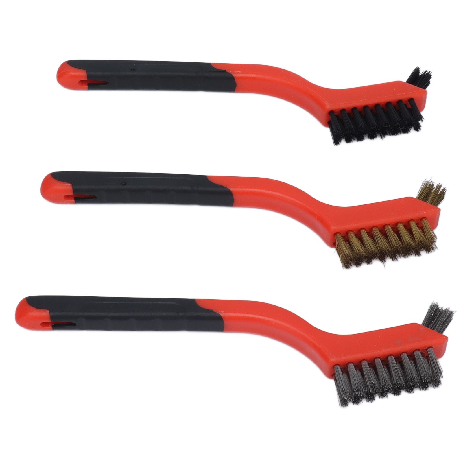 Wire Brush Set Brass Stainless Steel Bristles with Curved Handle Grip for view 3