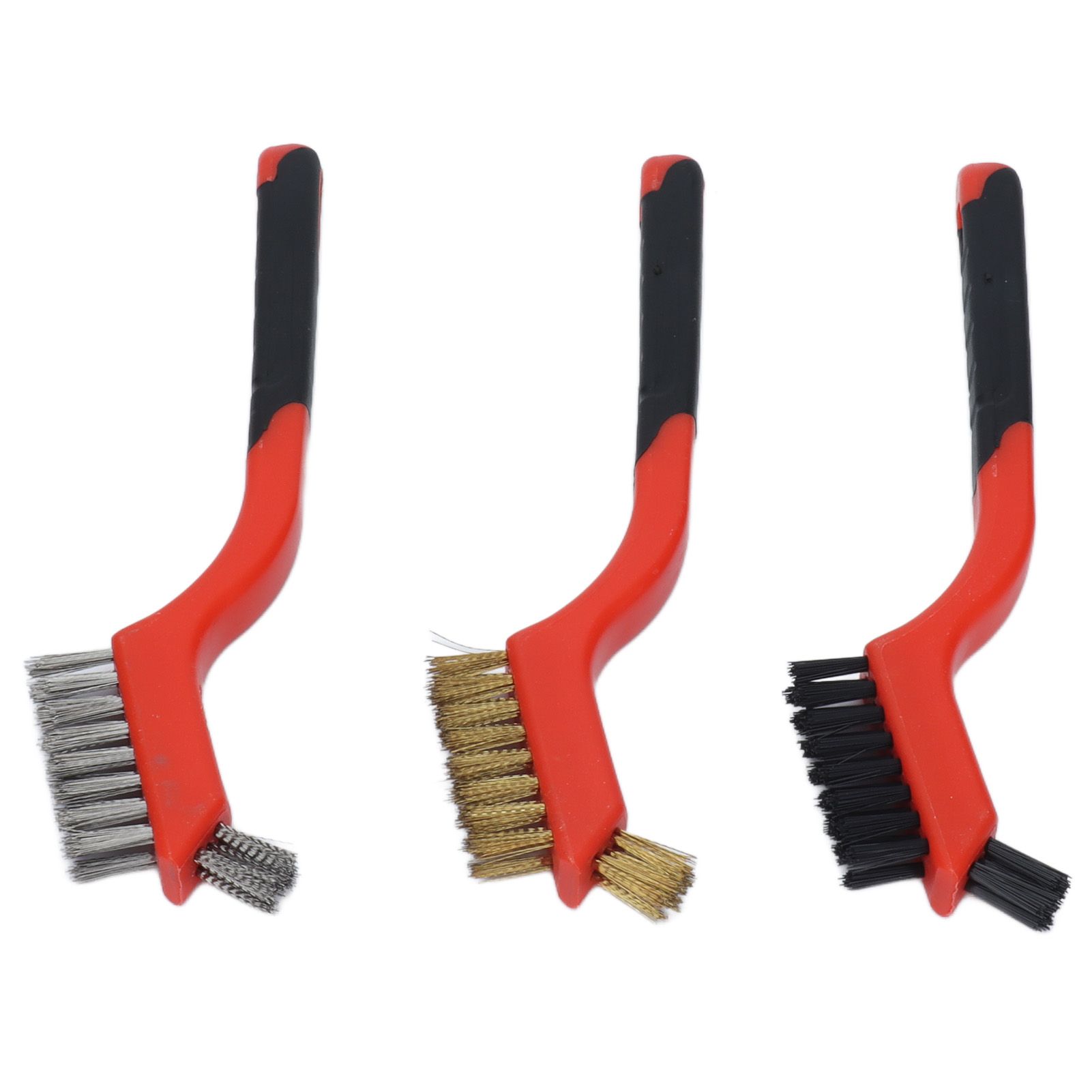 Wire Brush Set Brass Stainless Steel Bristles with Curved Handle Grip for view 4