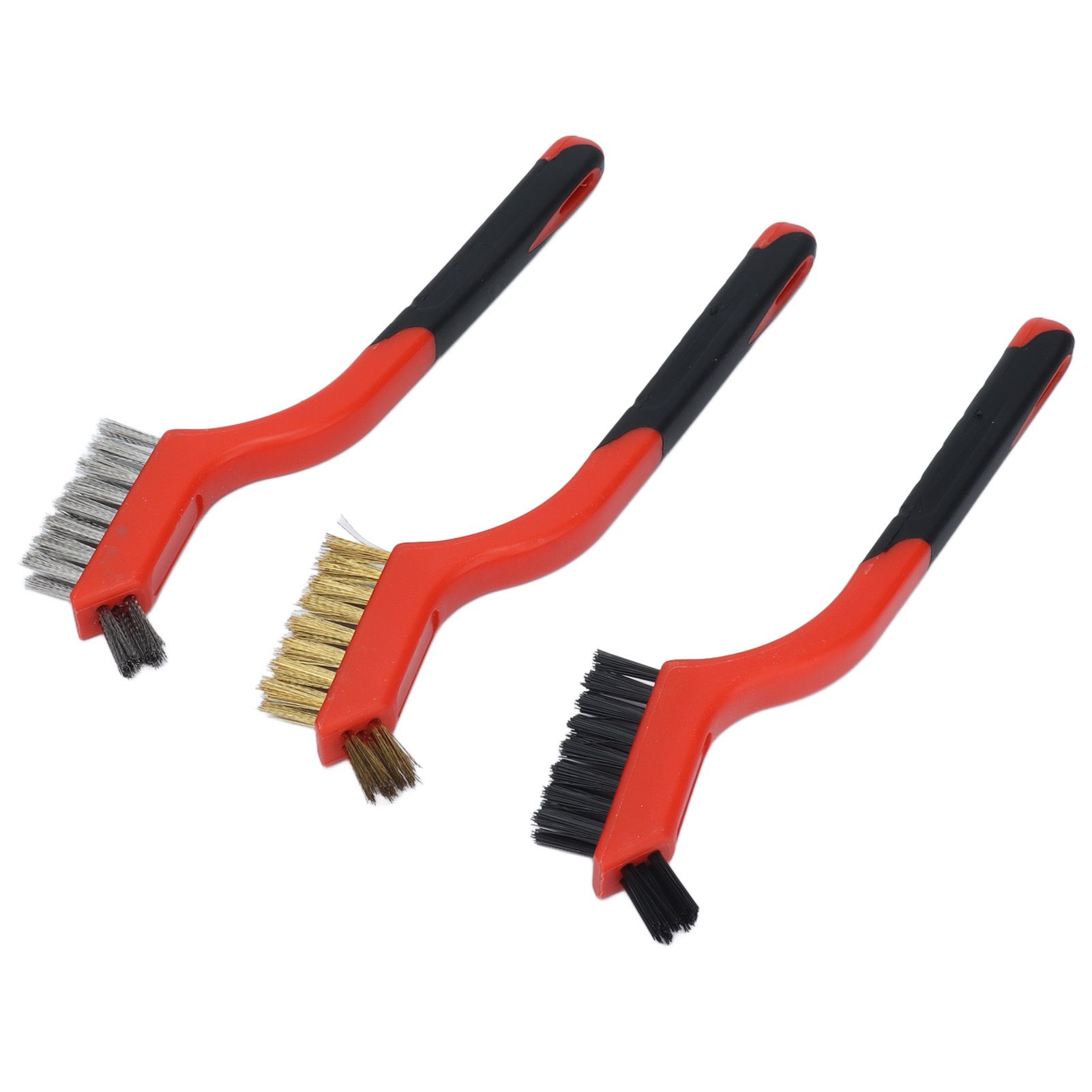 Wire Brush Set Brass Stainless Steel Bristles with Curved Handle Grip for view 7