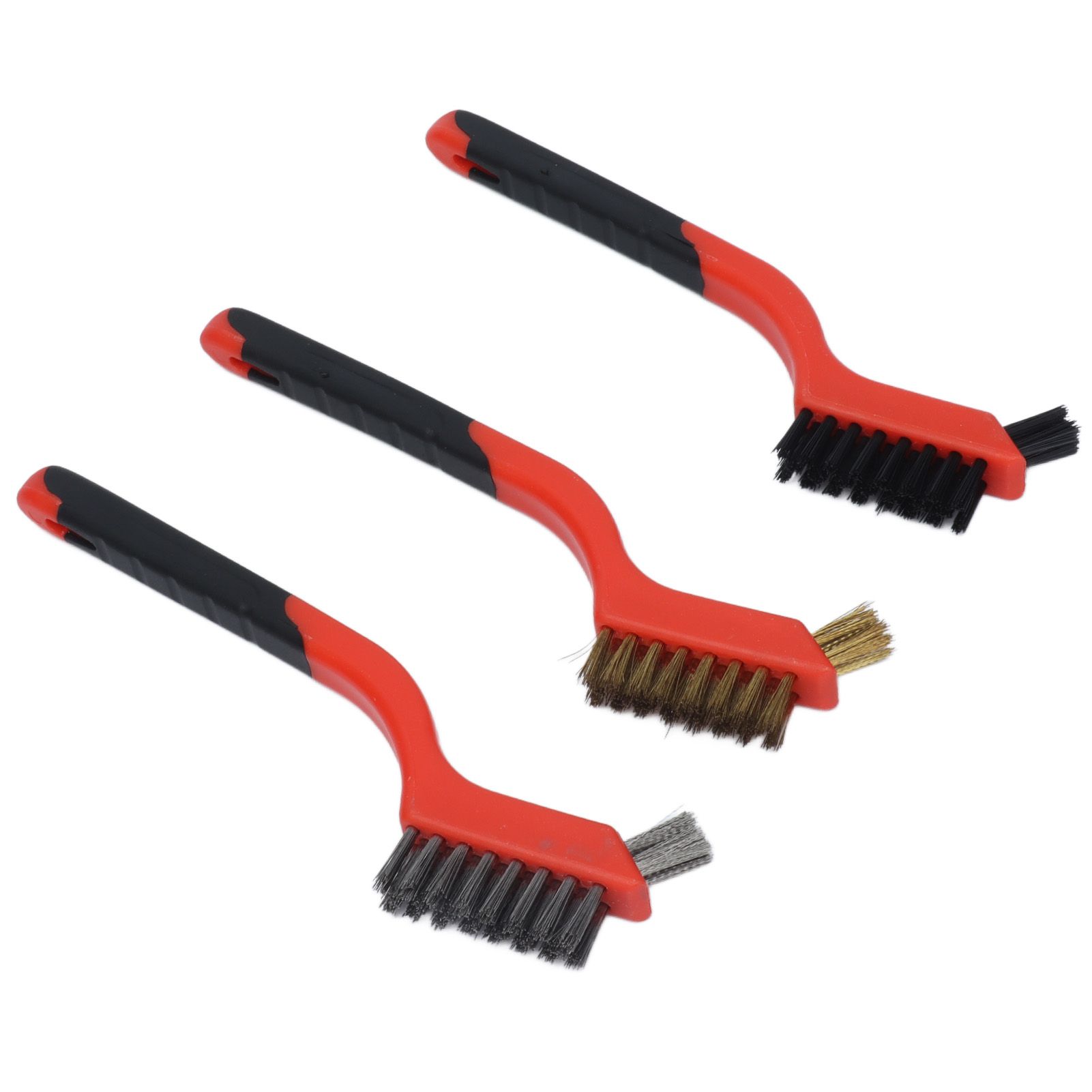 Wire Brush Set Brass Stainless Steel Bristles with Curved Handle Grip for view 10