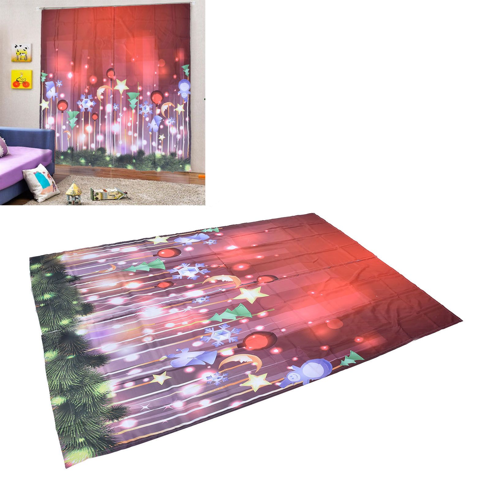 Christmas Curtains Personality Creativity 3D Digital Printing Blackout view 12