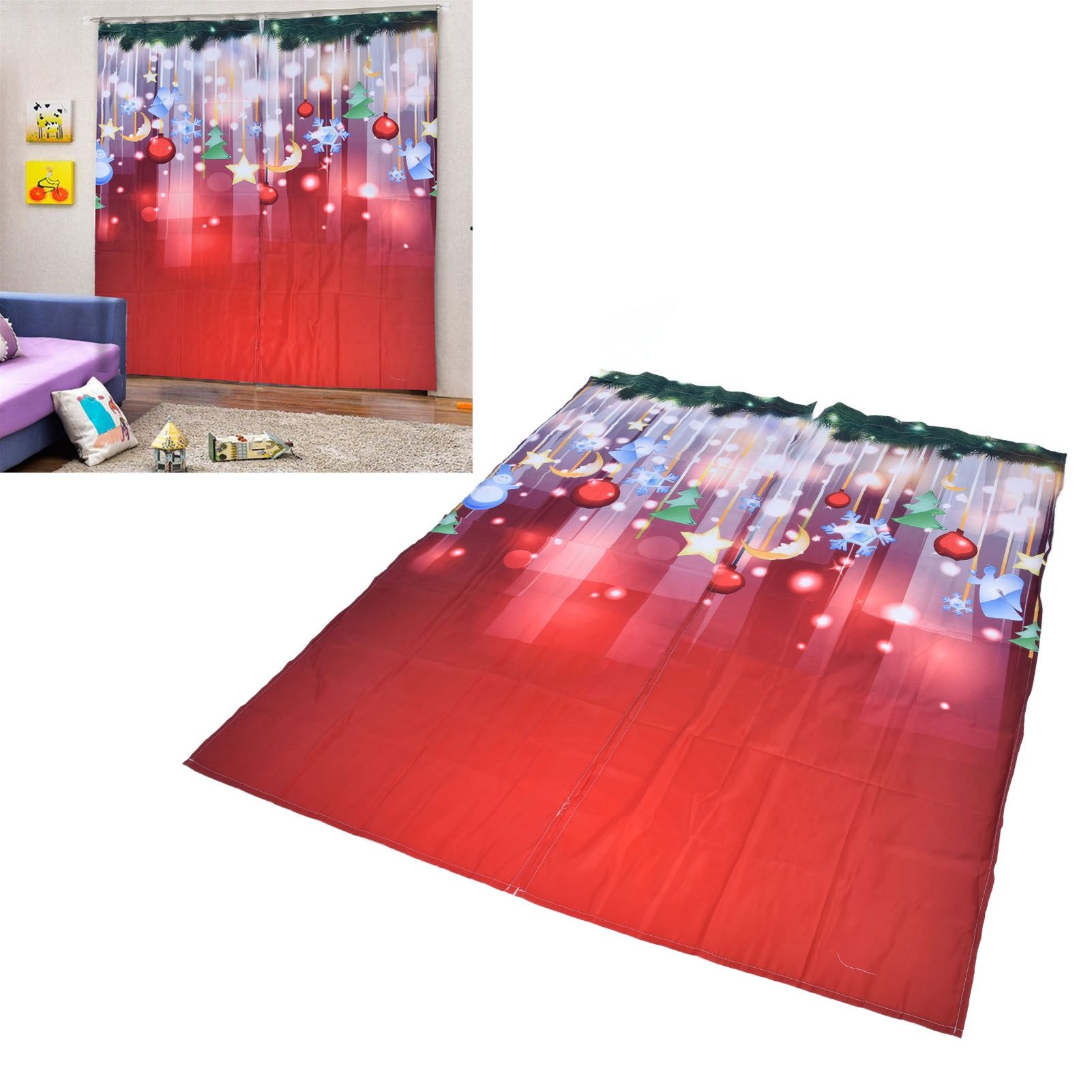 3D Digital Printing Christmas Curtain Individuality Creativity Blackout view 11