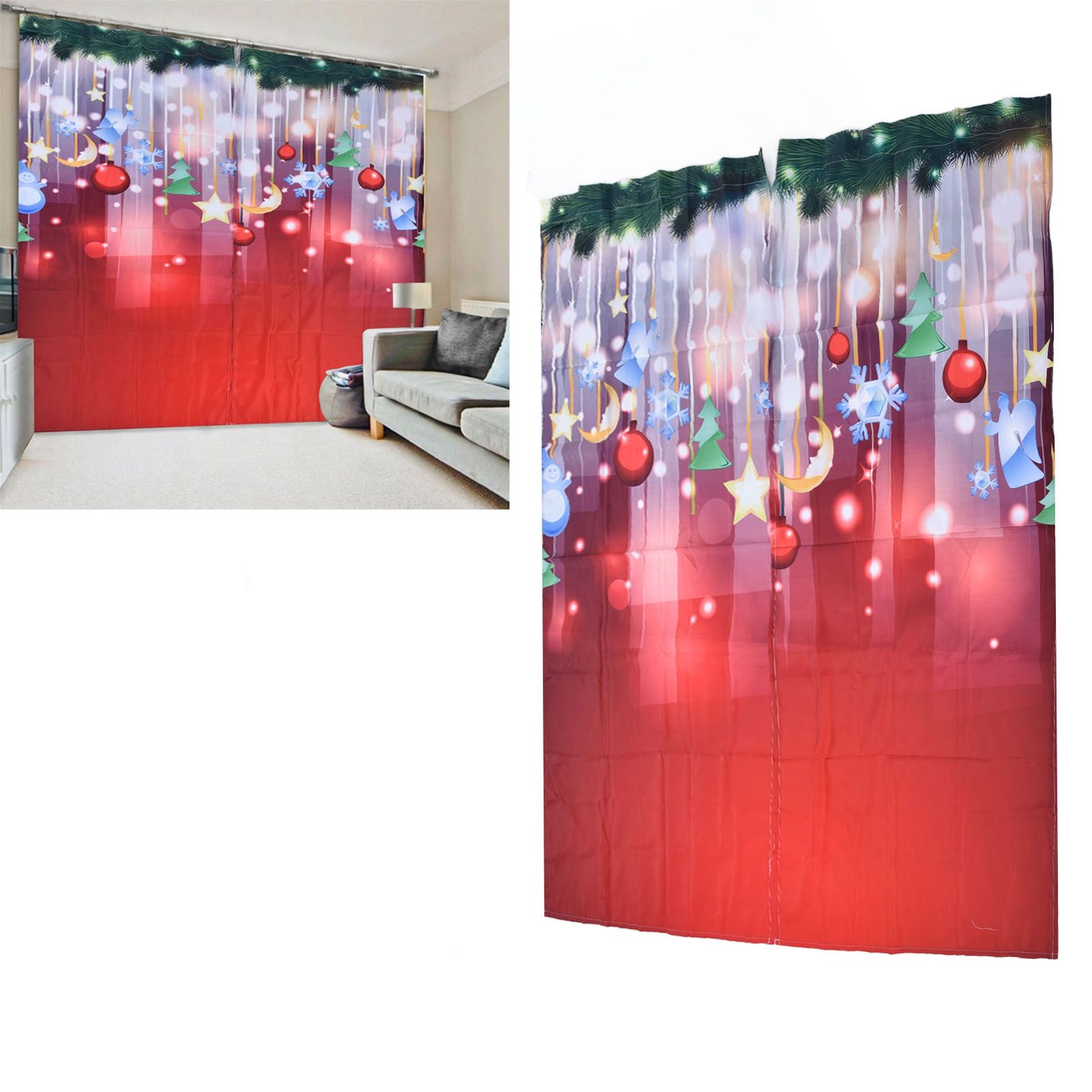 3D Digital Printing Christmas Curtain Individuality Creativity Blackout view 12