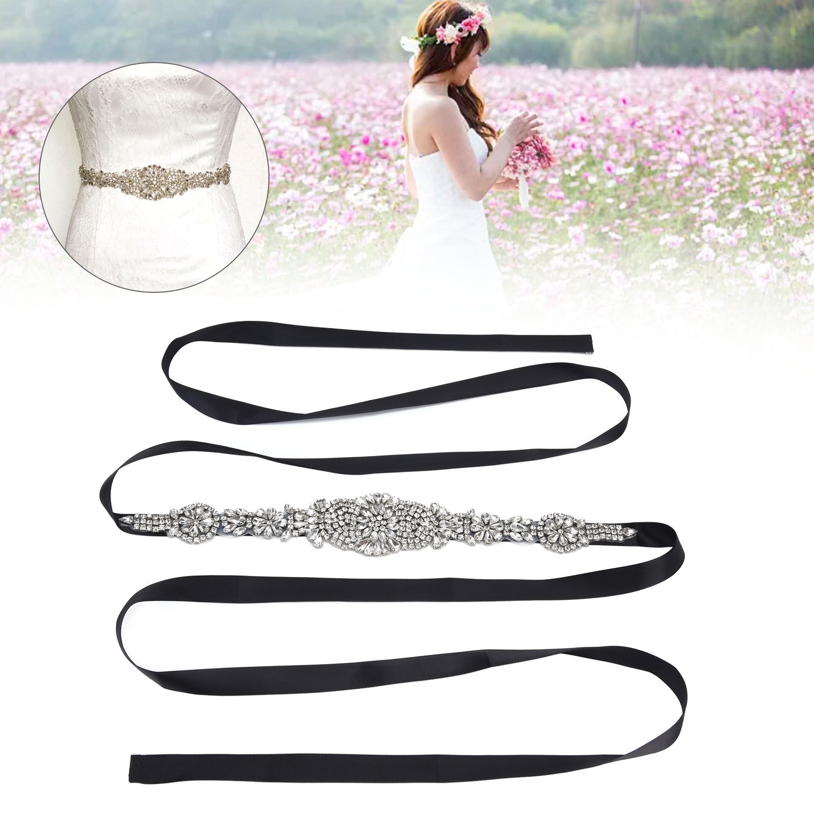 Rhinestone Wedding Dress Belt Elegant Waistbelt Clothes Accessories for Bride view 12