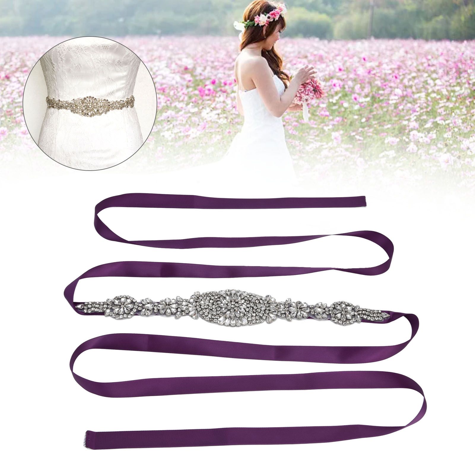 Rhinestone Wedding Dress Belt Elegant Waistbelt Clothes Accessories for Bride view 12