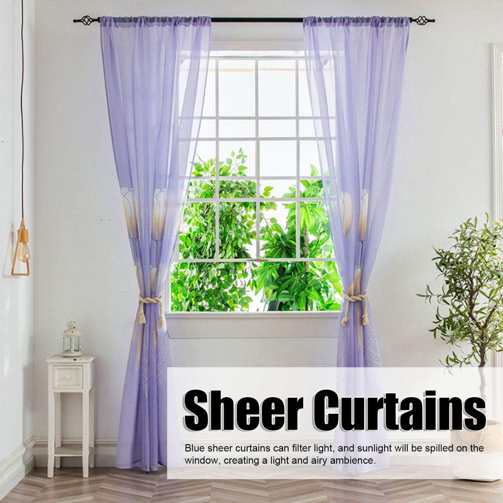 Sheer Curtains INS Style Flower Decoration Filter Light Flowers Sheer Curtains view 15