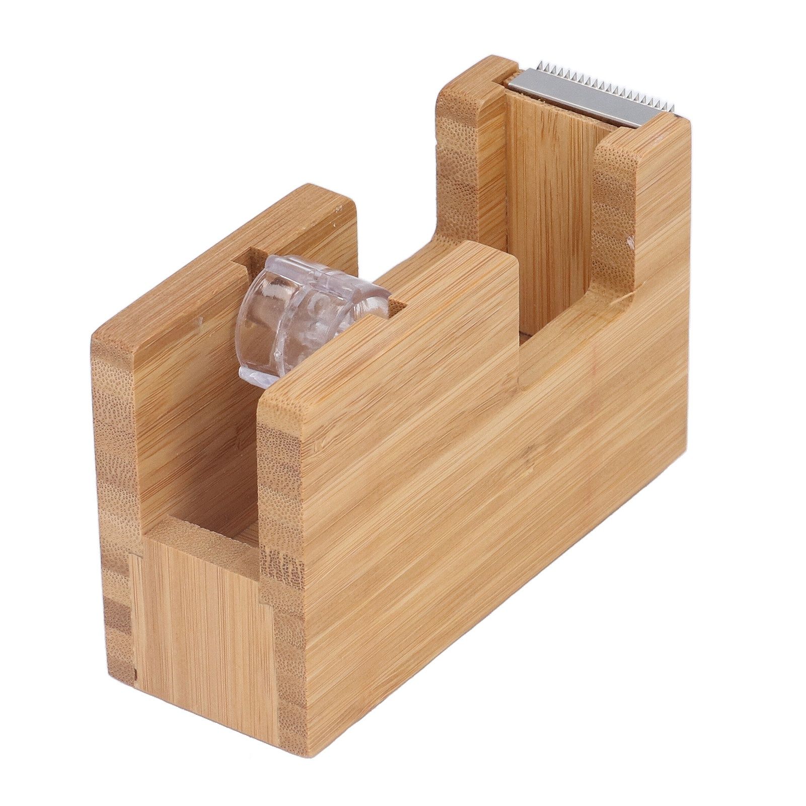 Desktop Tape Dispenser Bamboo Wood Tape Cutter Holder Adhesive Roll Base view 6
