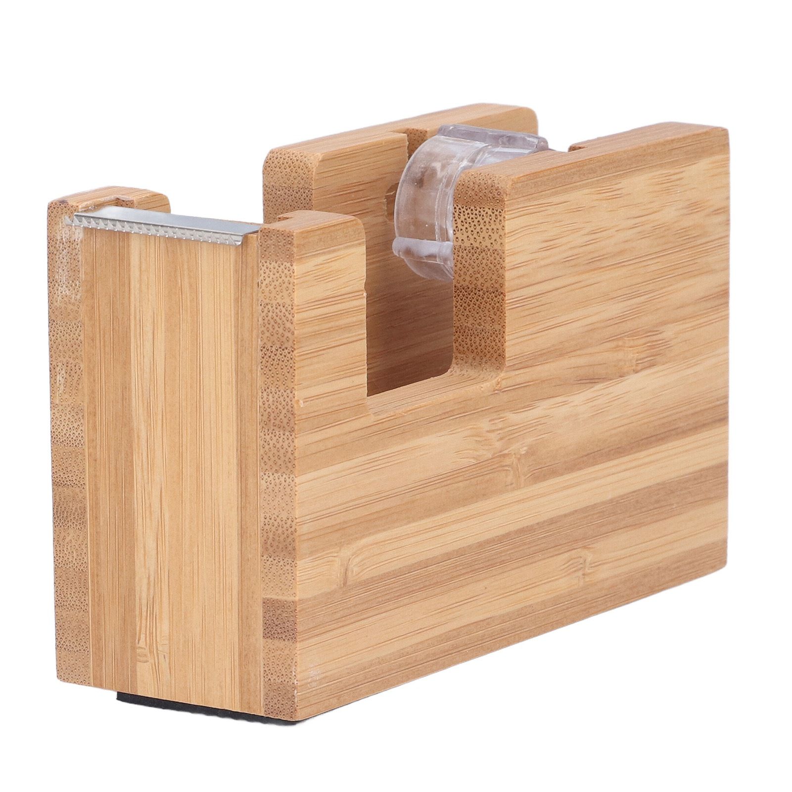 Desktop Tape Dispenser Bamboo Wood Tape Cutter Holder Adhesive Roll Base view 8