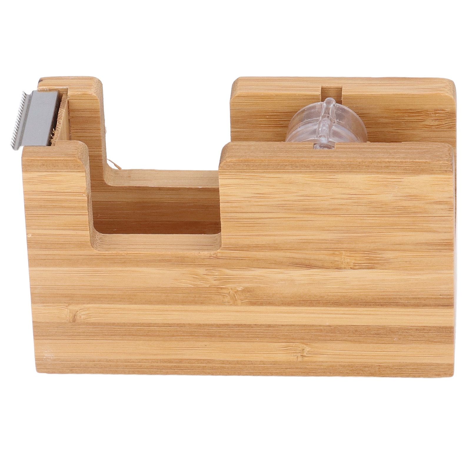 Desktop Tape Dispenser Bamboo Wood Tape Cutter Holder Adhesive Roll Base view 10