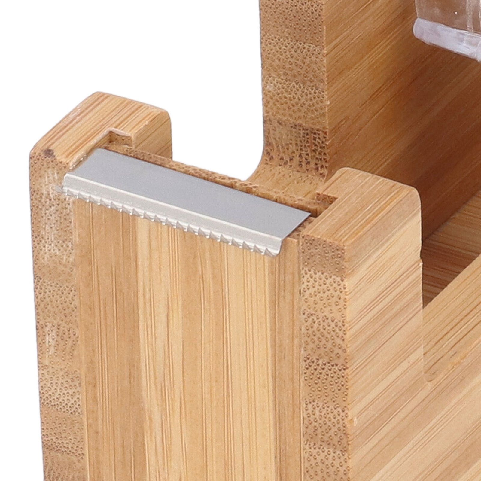 Desktop Tape Dispenser Bamboo Wood Tape Cutter Holder Adhesive Roll Base view 13