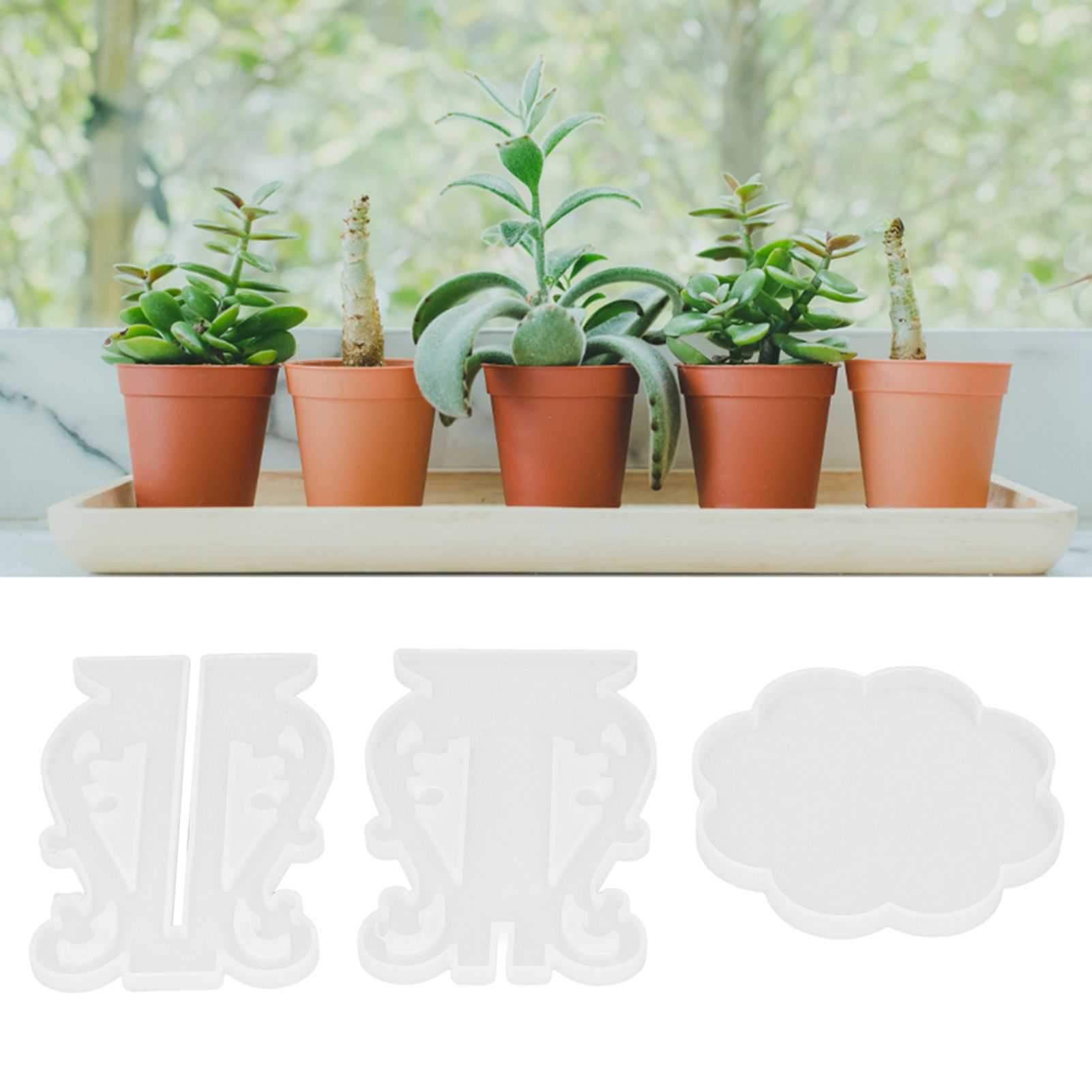 3Pcs DIY Flower Pot Shelf Mold Easy Demoulding Soft Good Toughness Irregular view 11