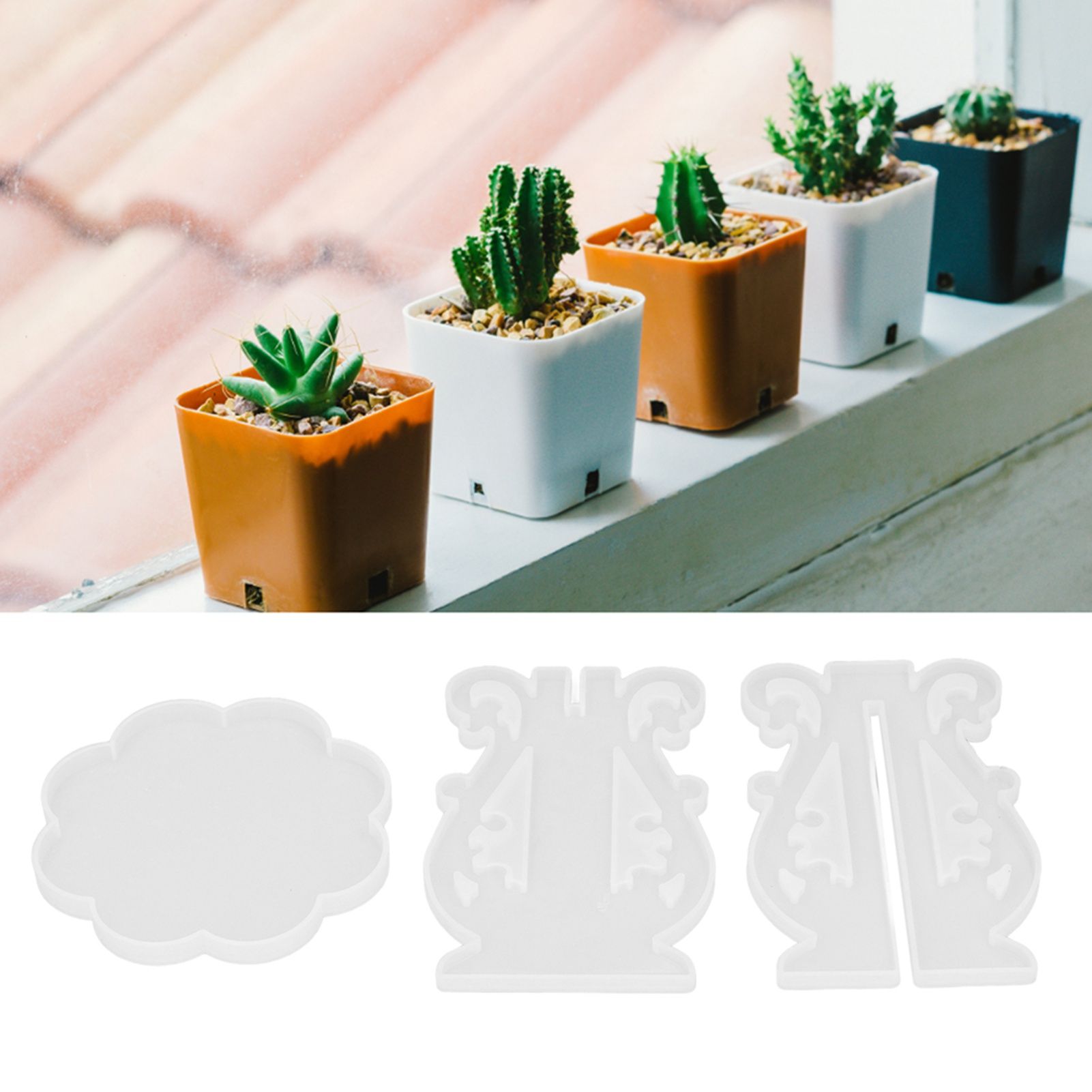 3Pcs DIY Flower Pot Shelf Mold Easy Demoulding Soft Good Toughness Irregular view 12