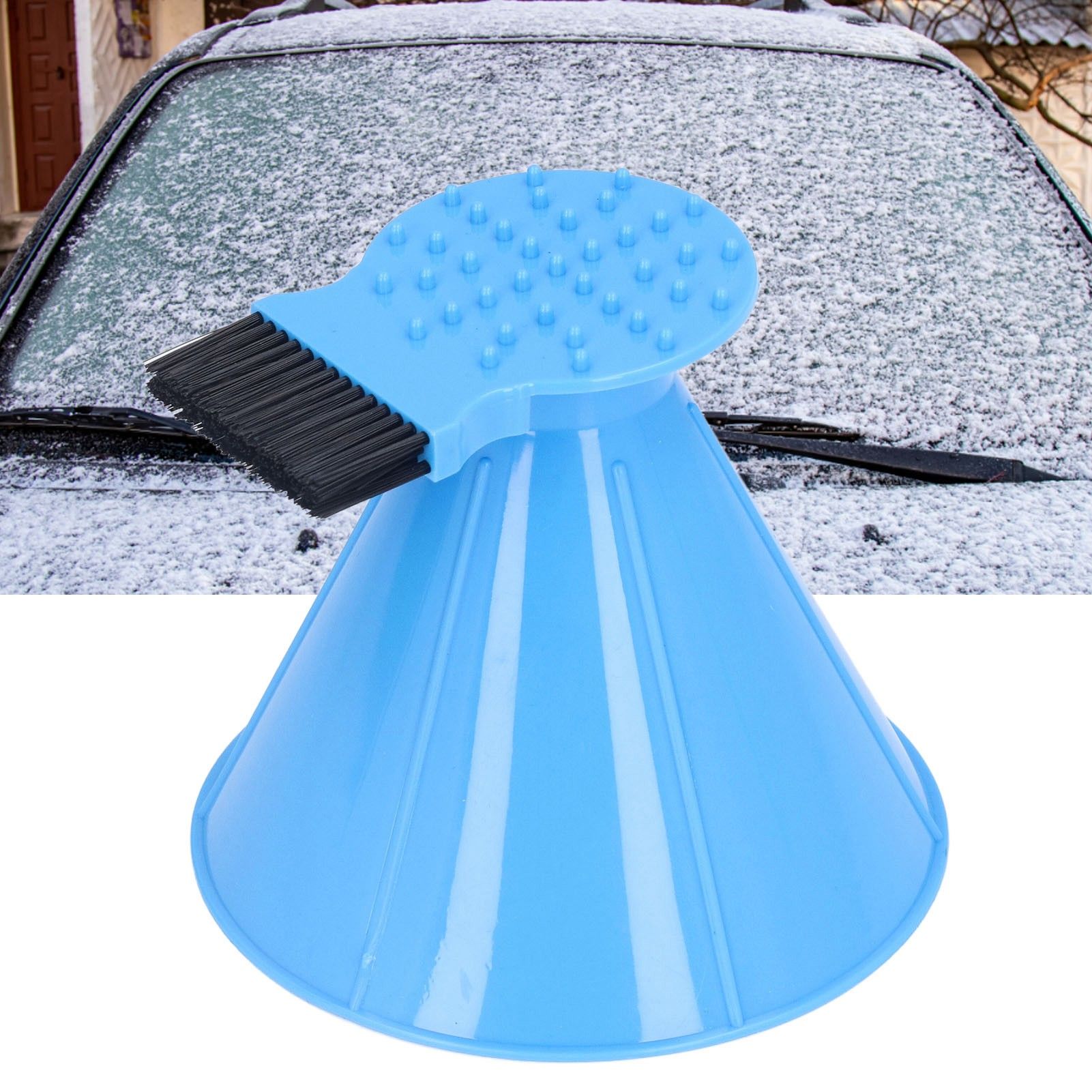 Ice Scraper Plastic Cone Multi Functional Funnel Snow Remover with Brush for view 12