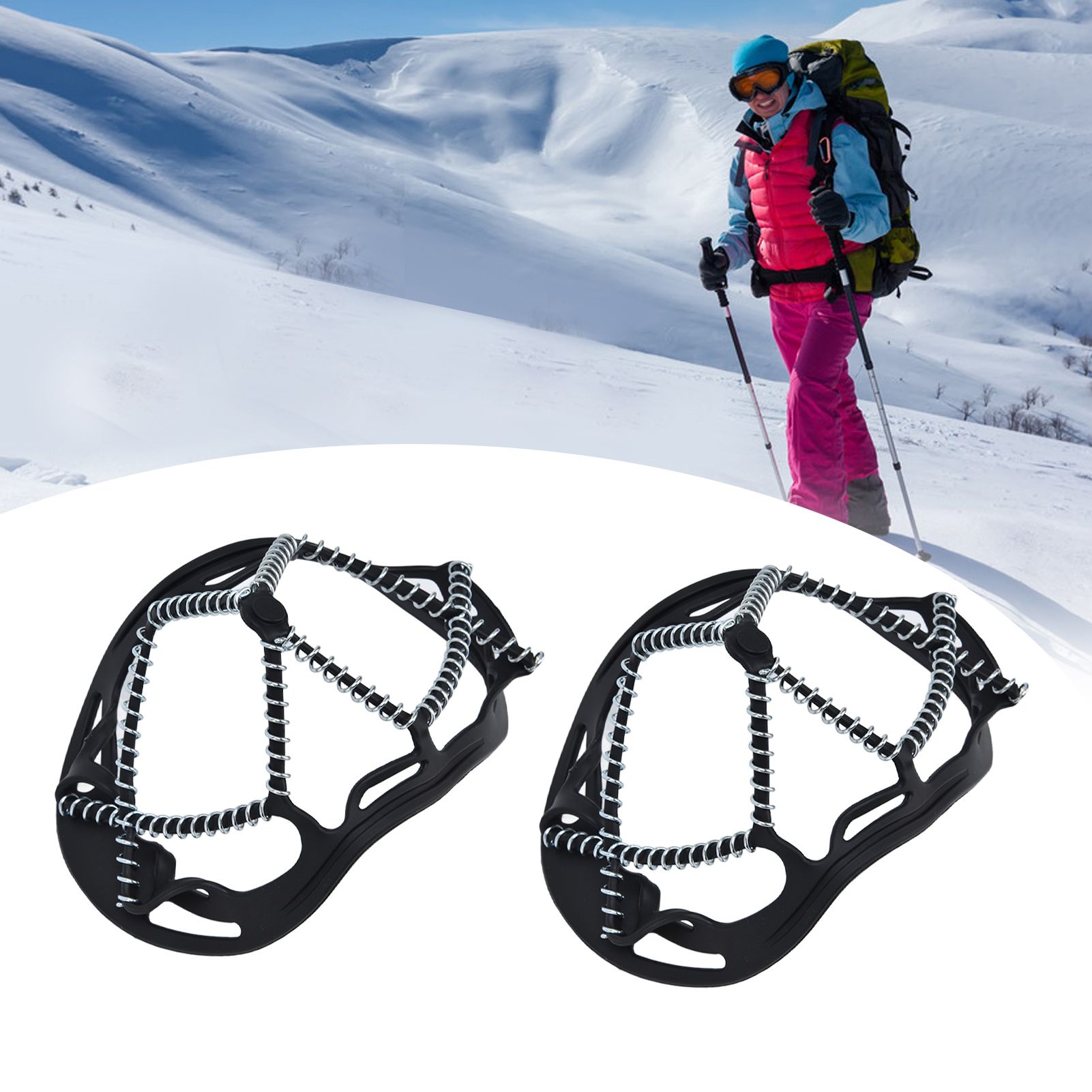 2Pcs Walk Traction Cleats Prevent Slipping High Tension Spring Crampons for view 11